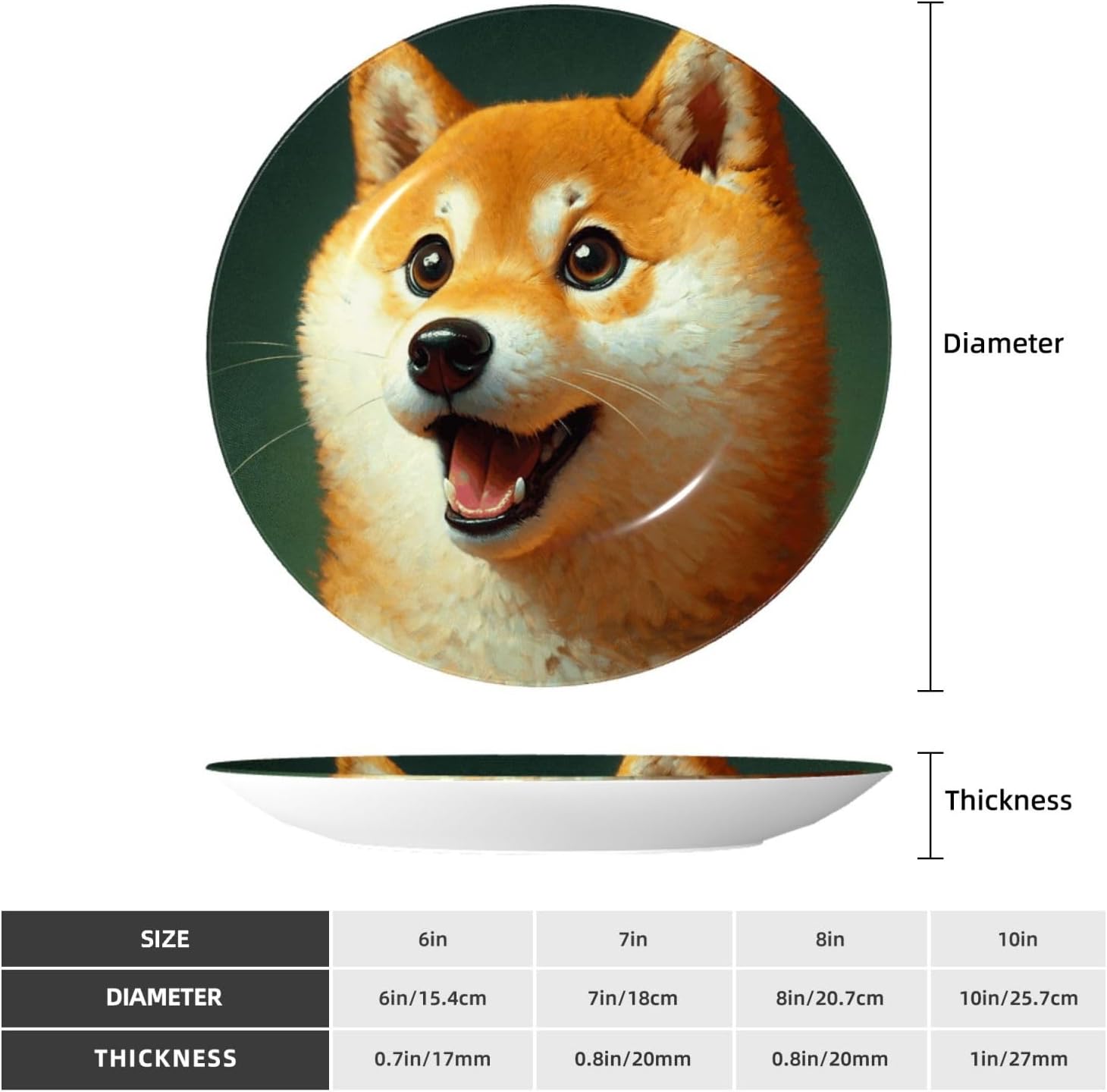 Dog-Shiba- Inu-Painting 10 Inch Decorative Plate With Stand, Elegant Display Wall Plate For Home Decor