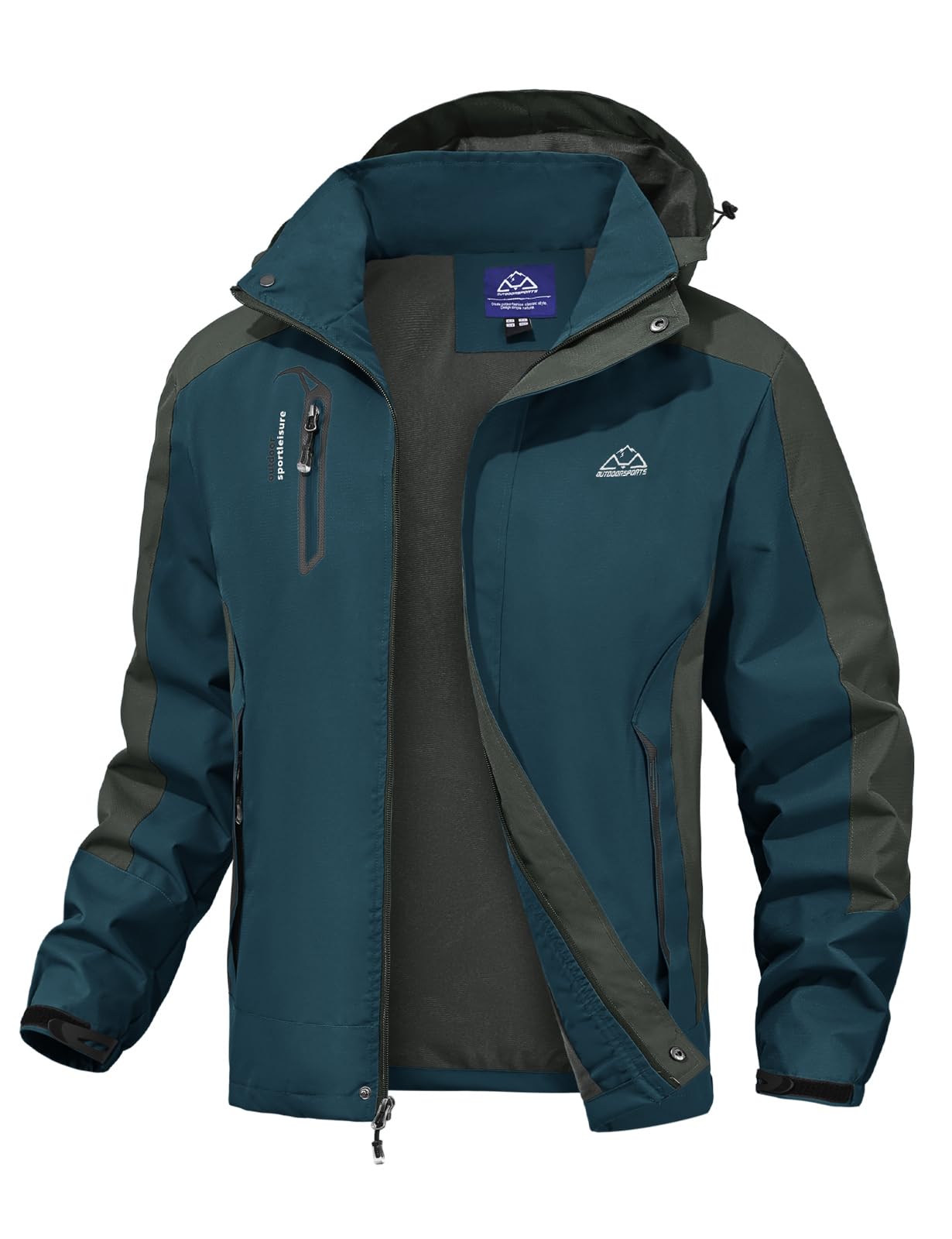 donhobo Herren Outdoor Wanderjacke Wasserabweisend Atmungsaktiv Winddichte Funktionsjacke Leicht Übergangsjacke Trekkingjacke Mäntel mit Abnehmbare Kapuze