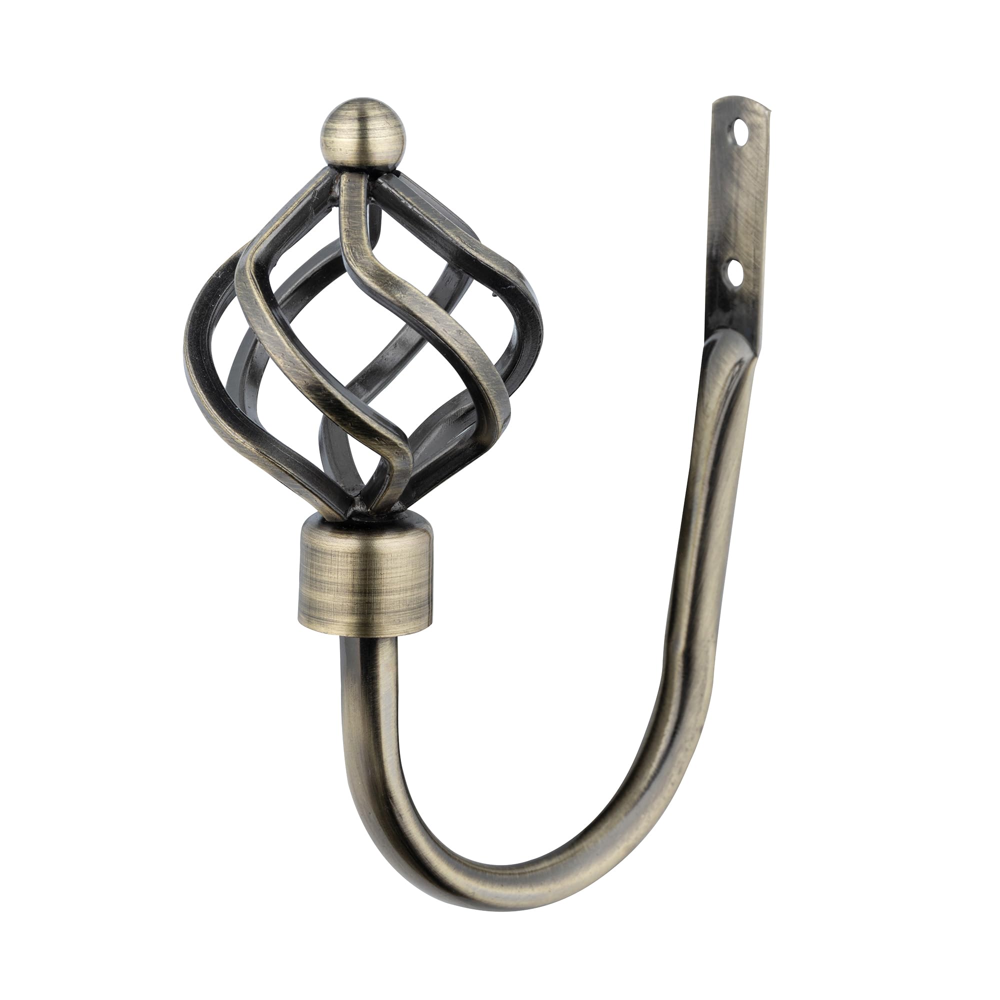 A.Unique Home Twisted Metal Extendable Curtain Pole with Rings and Fittings, In a Variety of Colours and Sizes (25/28mm)(Antique Brass , Holdbacks)