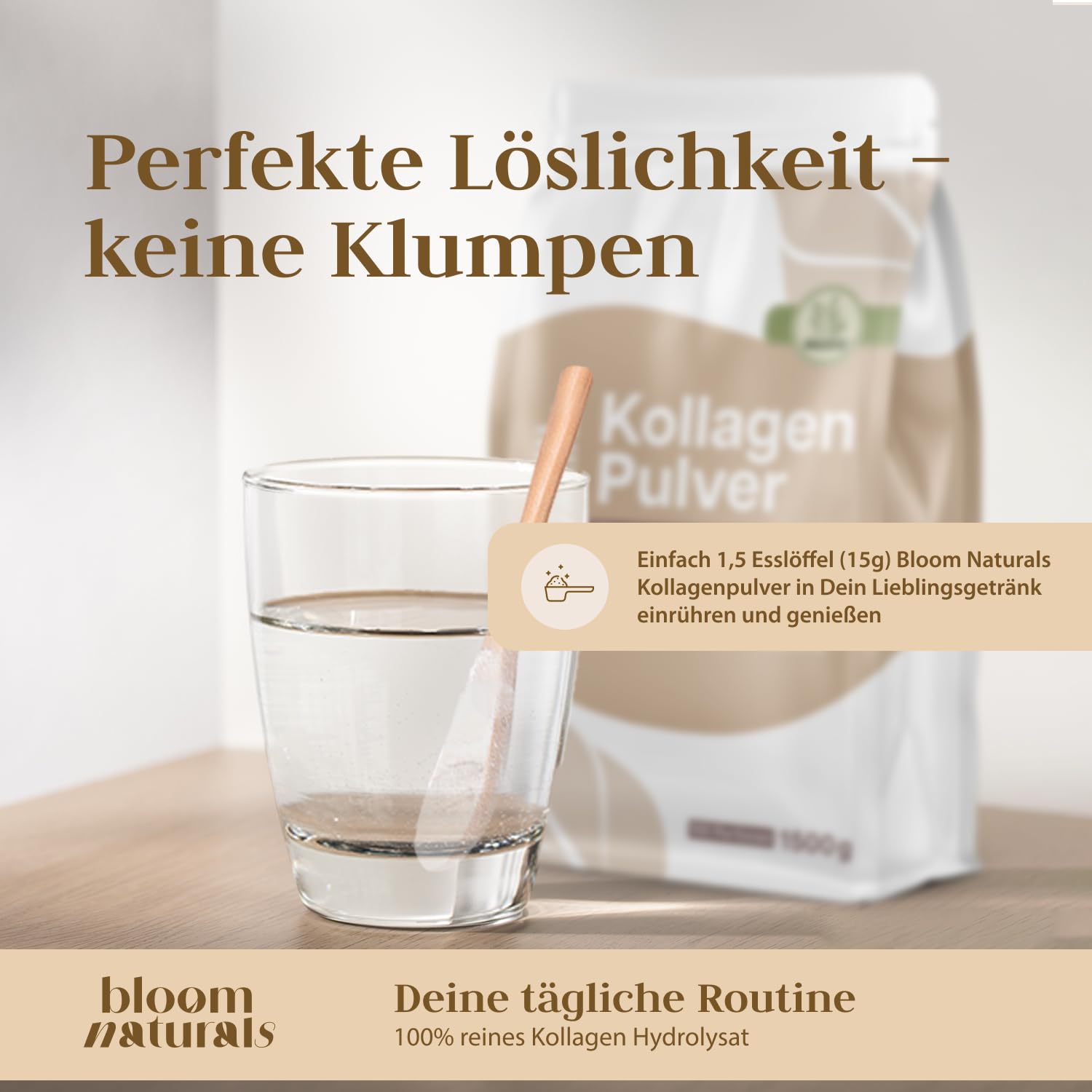 Grassgefüttertes Collagen Pulver 1500g (1,5 KG) - Hochdosiert & Geschmacksneutral Kollagen Hydrolysat Pulver, Peptid Typ 1 & 3 - Kollagen Peptide - Abgefüllt und getestet in Deutschland