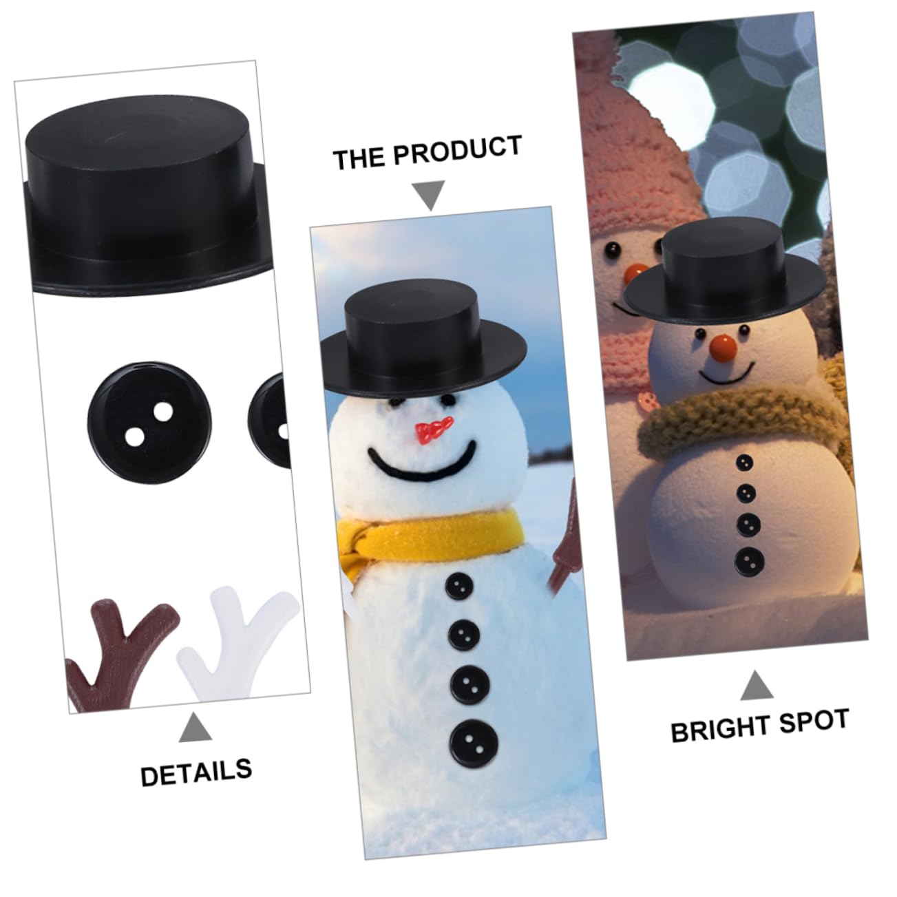 MAGICLULU 3 Sätze Handgefertigte Accessoires Schneemann-baumspitze Hüte Für Mini-schneemänner Weihnachten Leuchtender Schneemann Weihnachtsdekorationen Schneekugel Plastik 302 Stück * 3