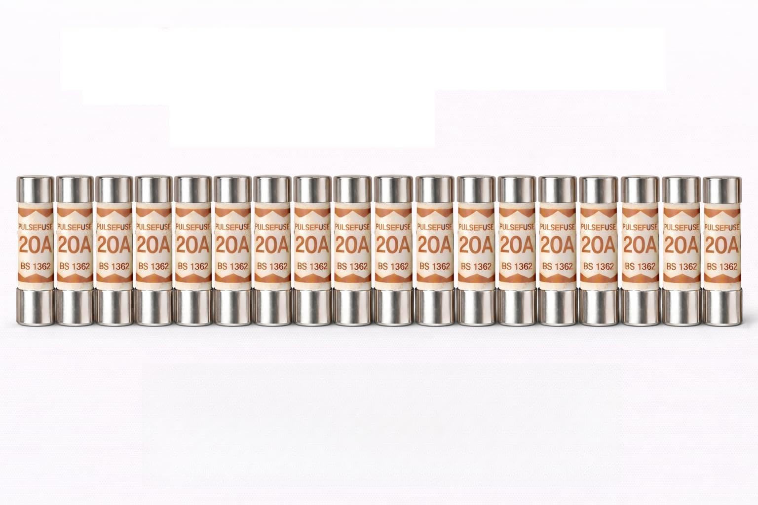 Pulsefuse® Assorted Plug Fuses - 1A, 2A, 3A, 5A, 7A, 10A, 13A, 15A, 20A Amp for UK 3-Pin Plugs, Sockets & Appliances | BS1362 Compliant (15 Pack - 20A) — image 1