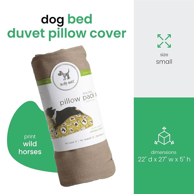 Foto 2 de 7 de Molly Mutt Wild Horses - Juego de fundas de almohada, 100% lona de algodón, para cama de perro, cachorro…