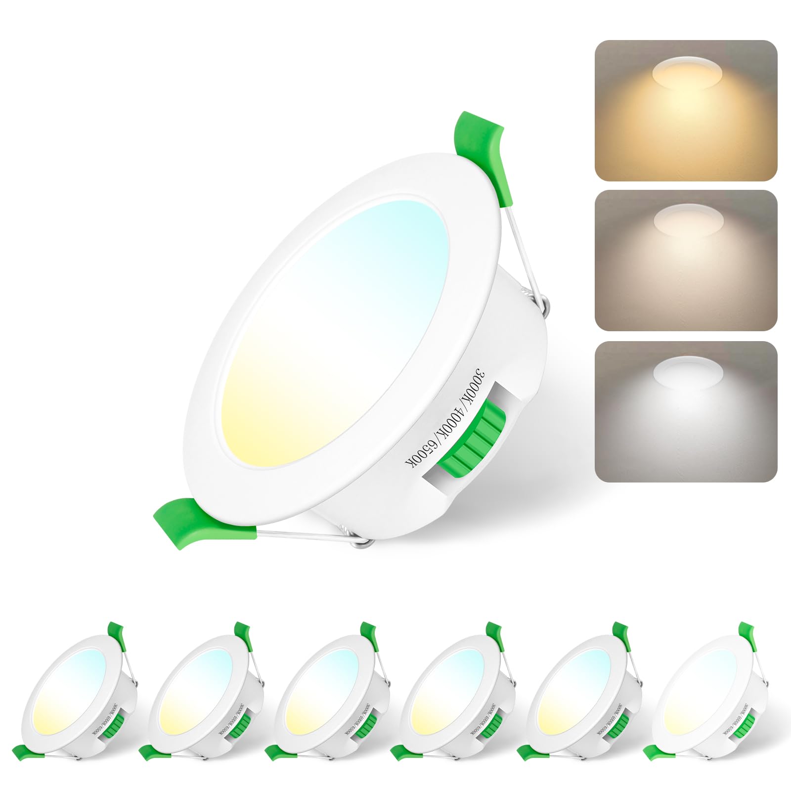 Focos LED Interior Techo 230V, 7W Ø 65-75 mm IP44, Regulables, Downlight Led Techo Empotrable Blanco Ccálido 3000K Blanco Neutro 4000K Blanco Frío 6500K，Ojos de Buey Led para Techo, 6er