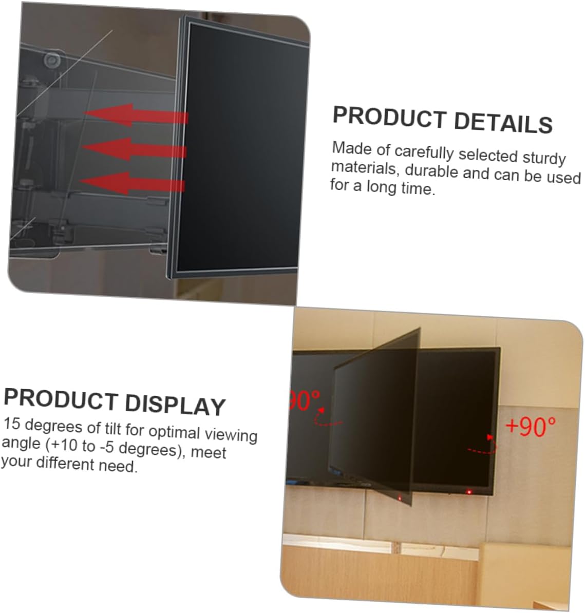 Homoyoyo Tv Wall Mount Stand Swivel Tv Bracket Height-Adjustable Cable Management System
