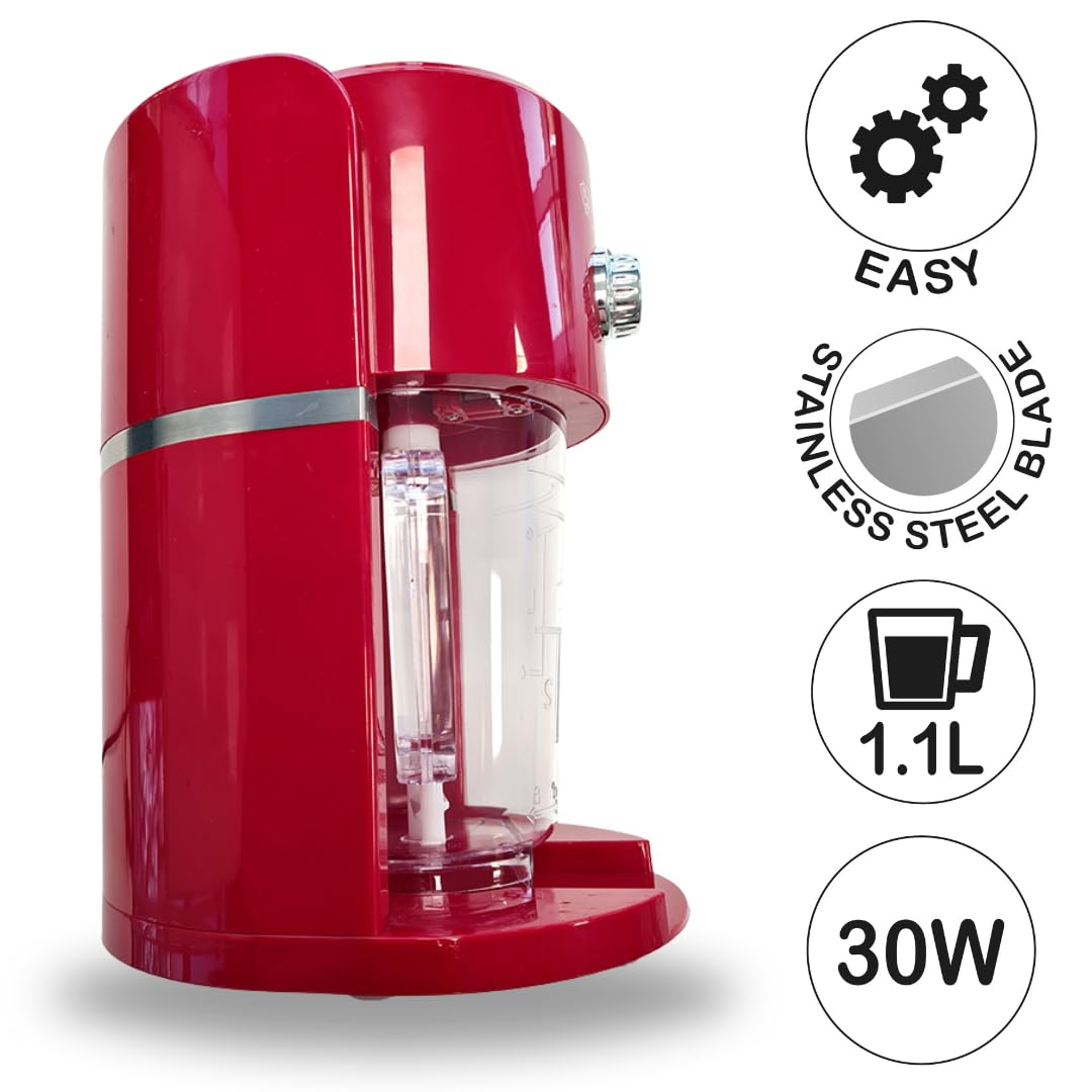 Tritaghiaccio Elettrico Frozen Drinks, Lama in Acciaio Inox, Capacità 1.1L Granita, Cocktail, Bevande Fredde, Combinati, Yogurt Ghiacciato, 30W