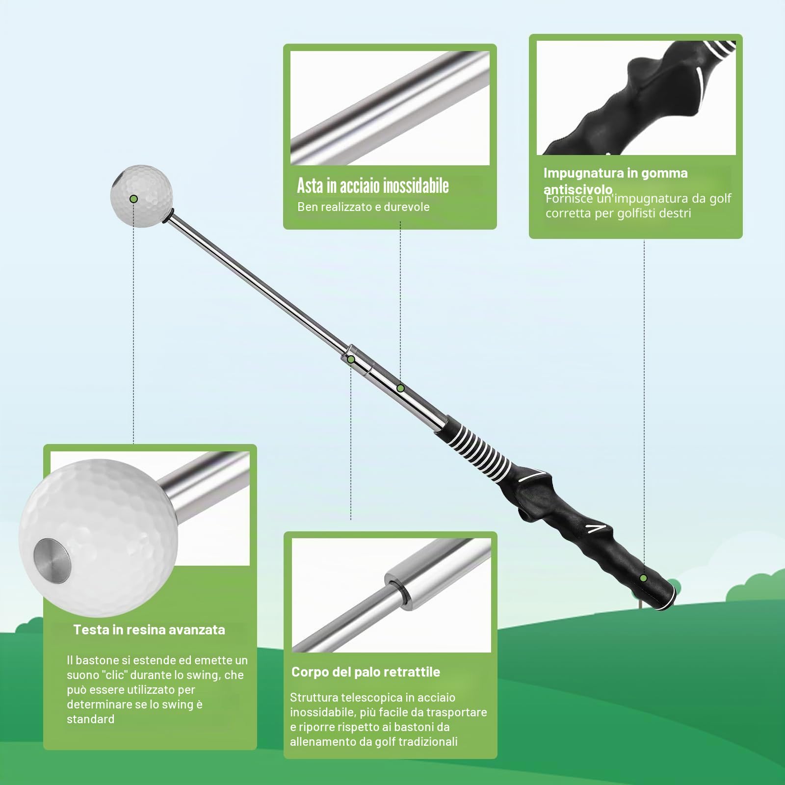 Allenatore di Swing da Golf con Suono ritmico, Golf Swing Grip, per Allenamento di Battuta di velocità e Forza Principianti, Ideale Come Regalo per Golfisti e Golfiste