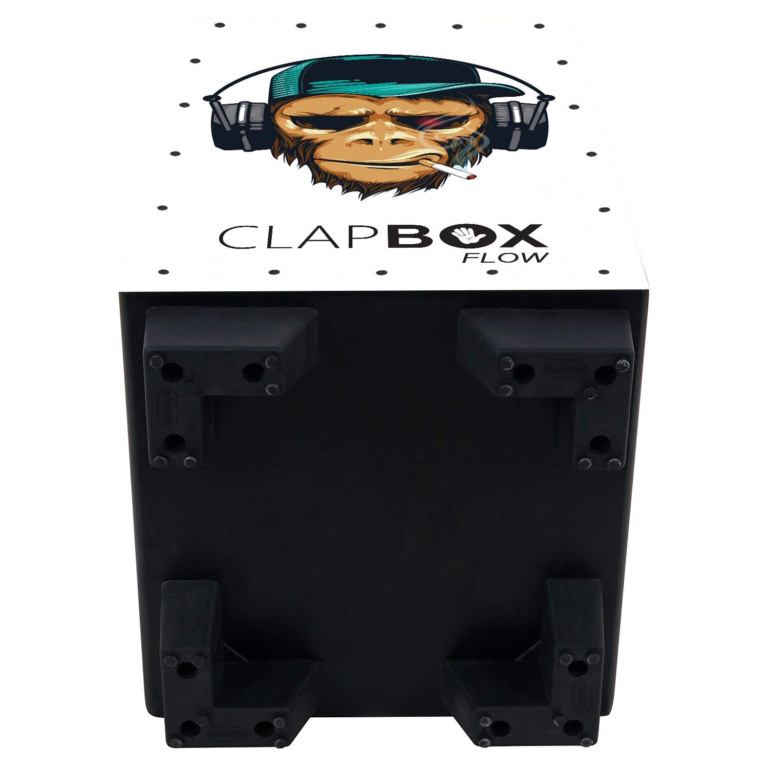 Clapbox Flow Graphic Cajon- Walnut wood (H:50 W:30 L:30) - 3 Internal Snares, Black (Disco) (Smoking Monkey) — Amazon image 3