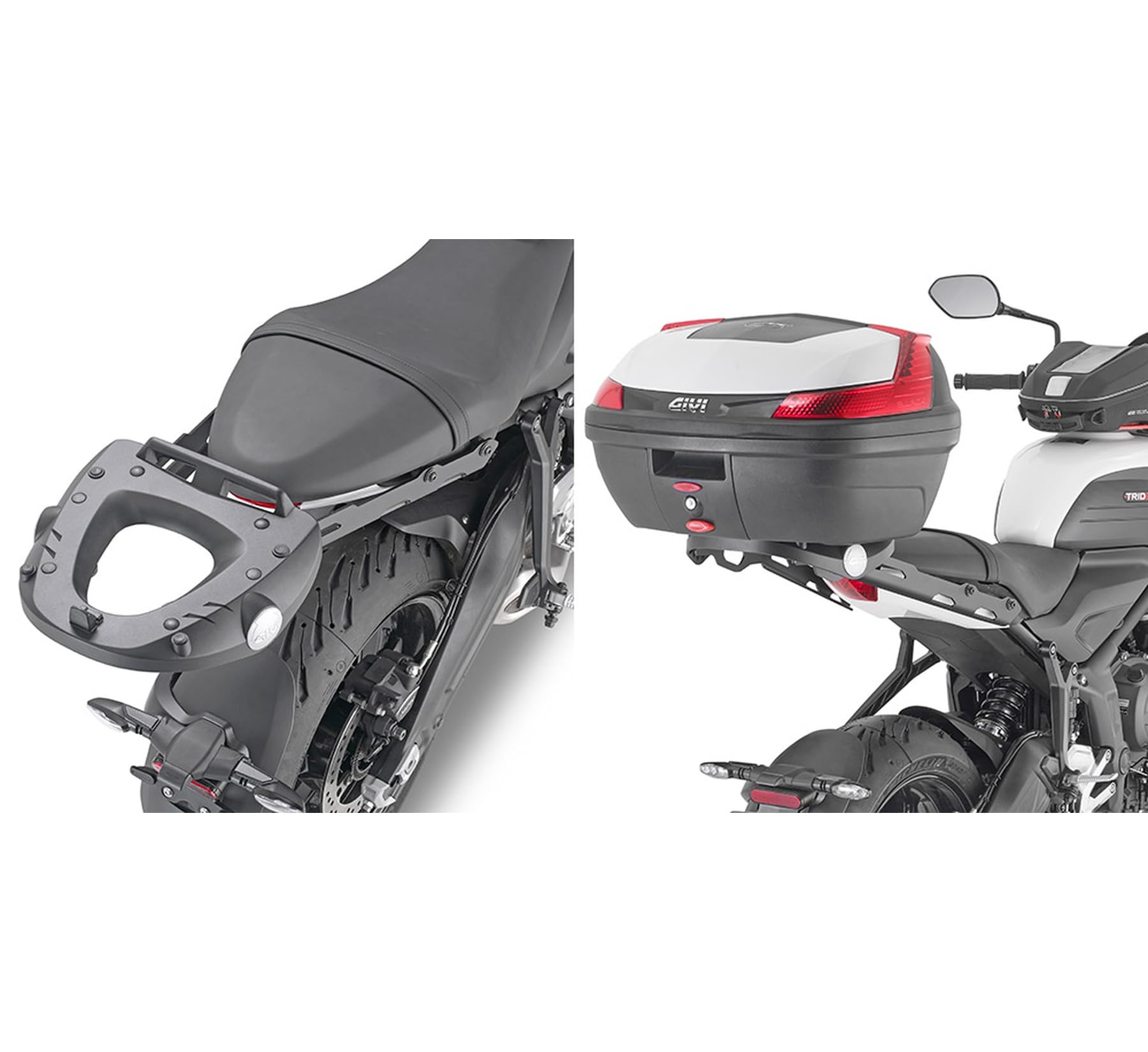 givi Top Case e46nb monolock Riviera Triple Black 46 lt + Support Compatible avec Triumph Trident 660 2021 2022 2023 2024 mototopgun e46nb + sr6419