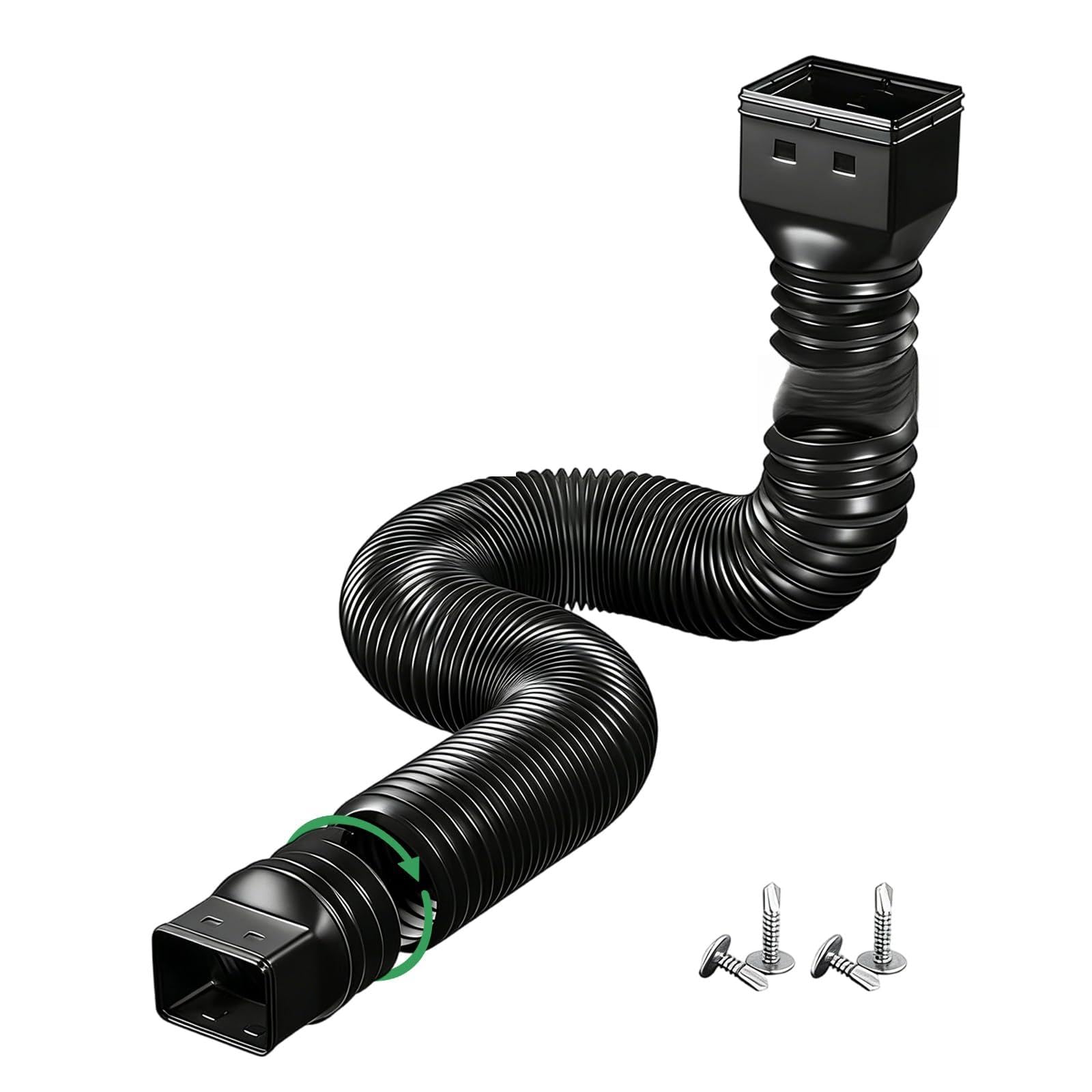 Prolunga Flessibile per Pluviali (50-150cm) per Tubi 80/100mm, Resistente UV e gelo, Protezione Fondamenta da Danni acqua (Nero)