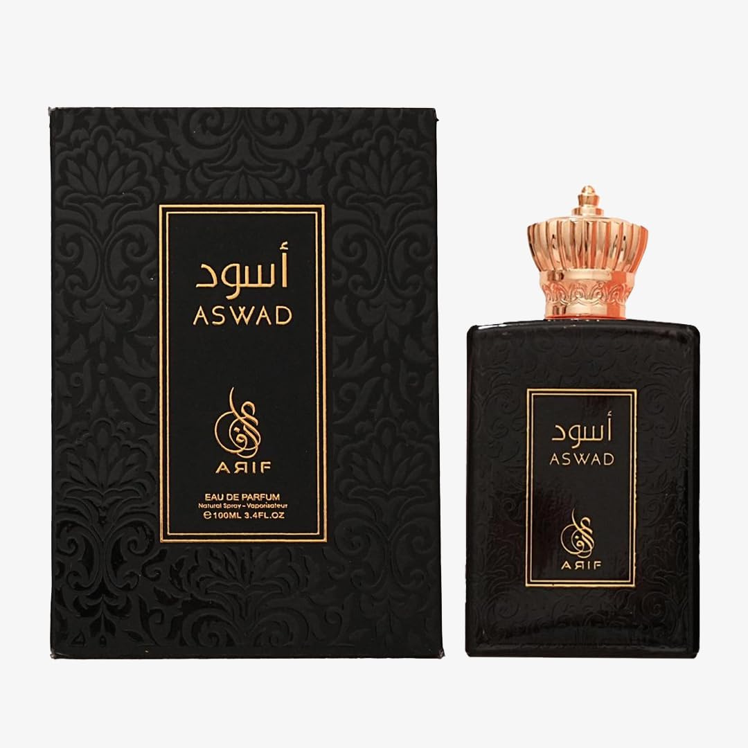 ARIF Aswad Perfumes – Fresh & Long-Lasting Eau de Parfum for Men – Apple, Bergamot, Sandalwood, Vanilla – Exotic Oriental Fragrance for Men – 3.4 oz