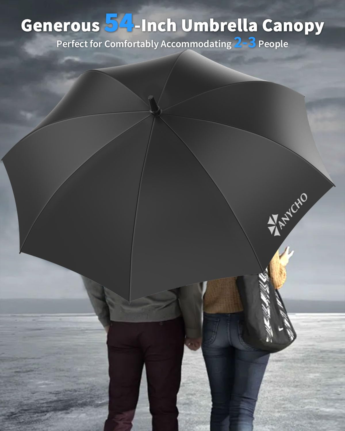 61+QaUFS92L._SL1500_ AHYCHO 54 Inch Umbrella for Men Big Size with Fiberglass Shaft, One-Click Auto Open Big Umbrella for Rainy Days & UV Protection - Ideal for 2-3 People (Red)