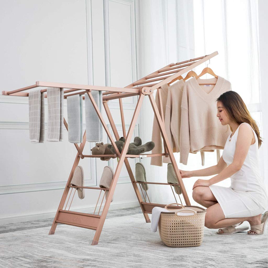 Stendibiancheria, Stendino, Alluminio Asciugatura Regolabile Rack Pieghevole Winged per Interni Ed Esterni 162X 55.5Cm Pieghevole Asciugatura Spazio