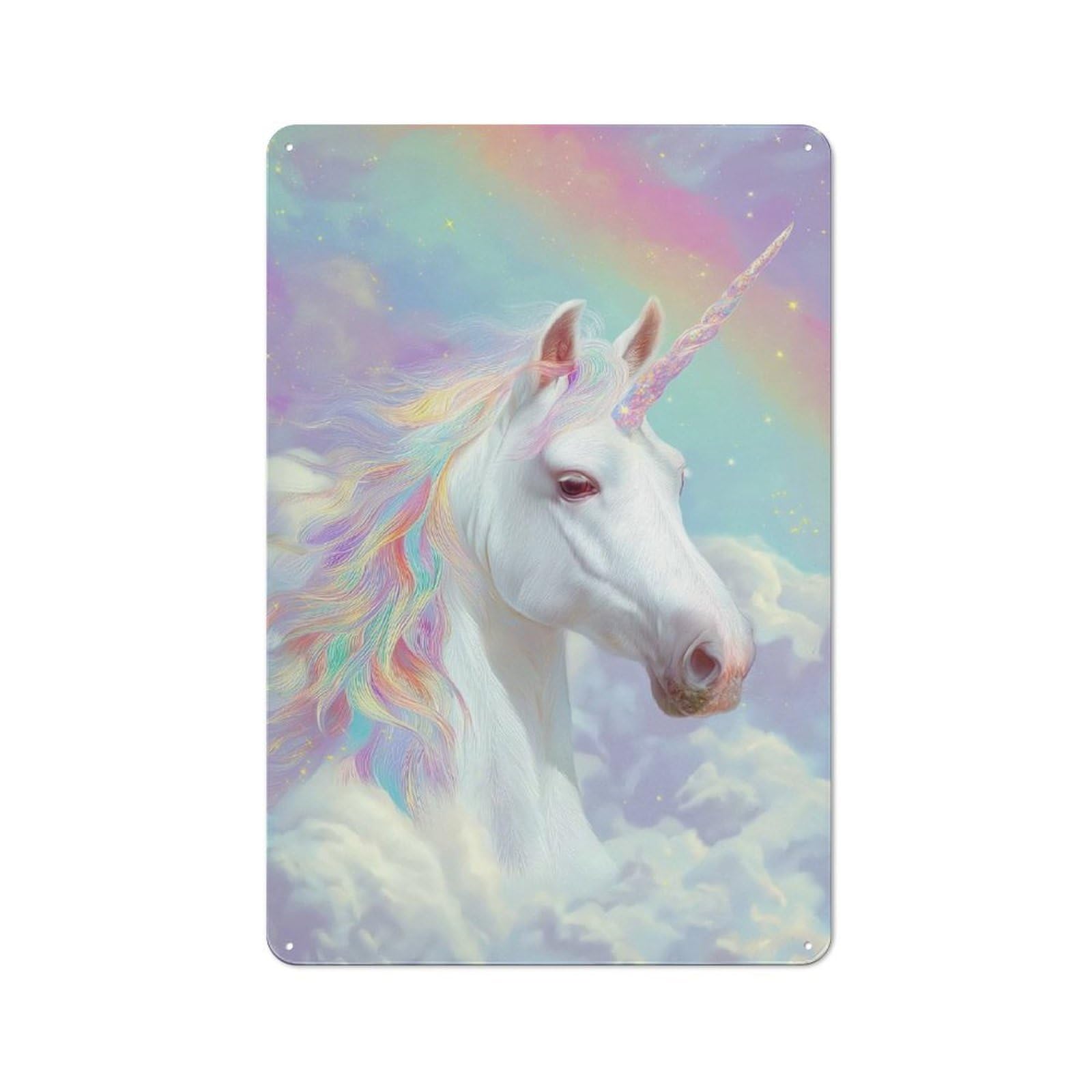 Junmoney Pastel Unicorn 30X20cm Retro Metal Sign With For Home Office Or Studio, Suited To Wall Displays In Home Offices And Studios