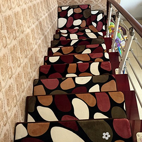 A.B Crew 13Pcs Stair Treads Rectangle Non-Slip Carpet Stair Mats Rugs Pads Treads(Multicolored Pebbles, 23.62"X7.87")