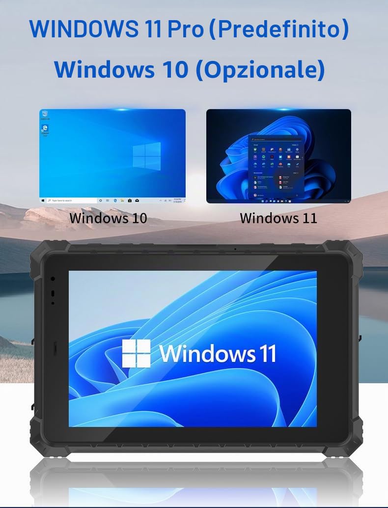Tablet IP68 RT-I10Y, tablet Windows da 10,1 pollici, Windows 11 Pro Upgrade, 8 GB+128 GB, Intel N5100, 4G LTE GPS, tablet PC portatile industriale con cinghia da polso per lavori all'aperto