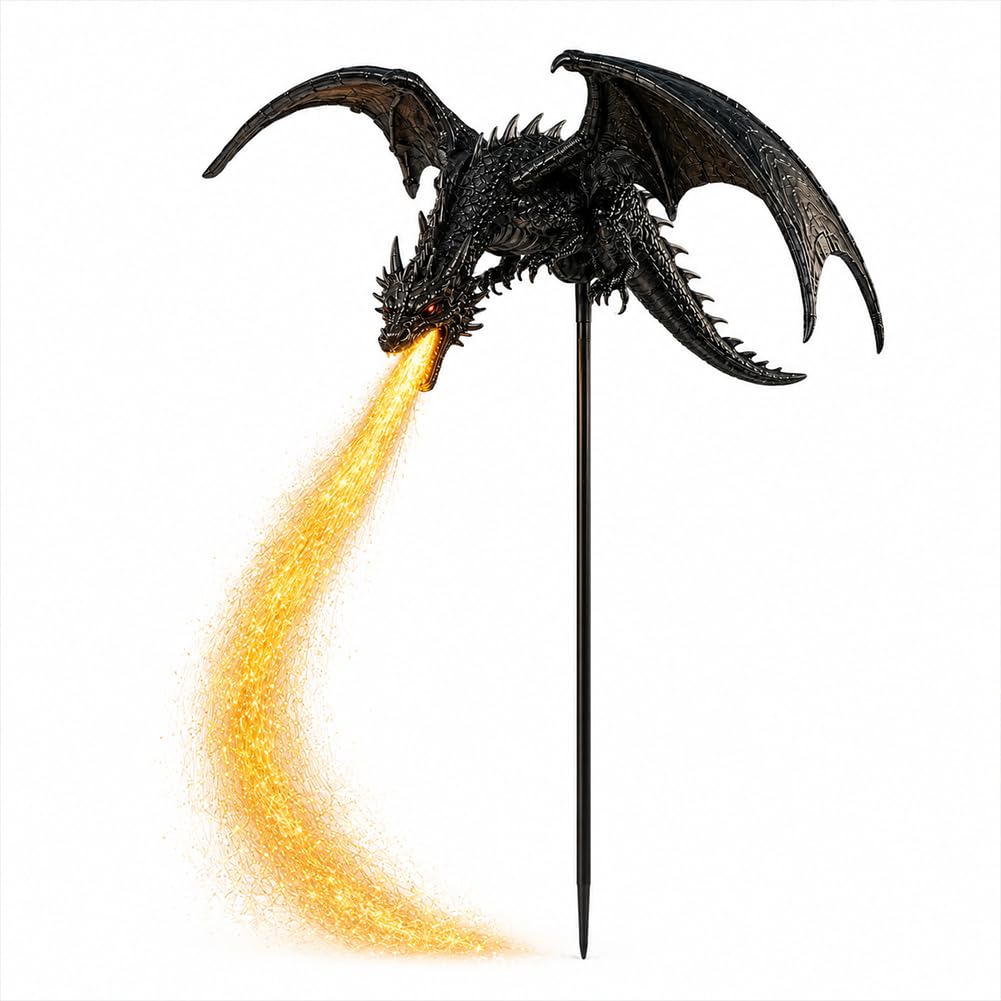 Gothic Solar Fire Dragon Yard Stake Light for Outdoor Garden