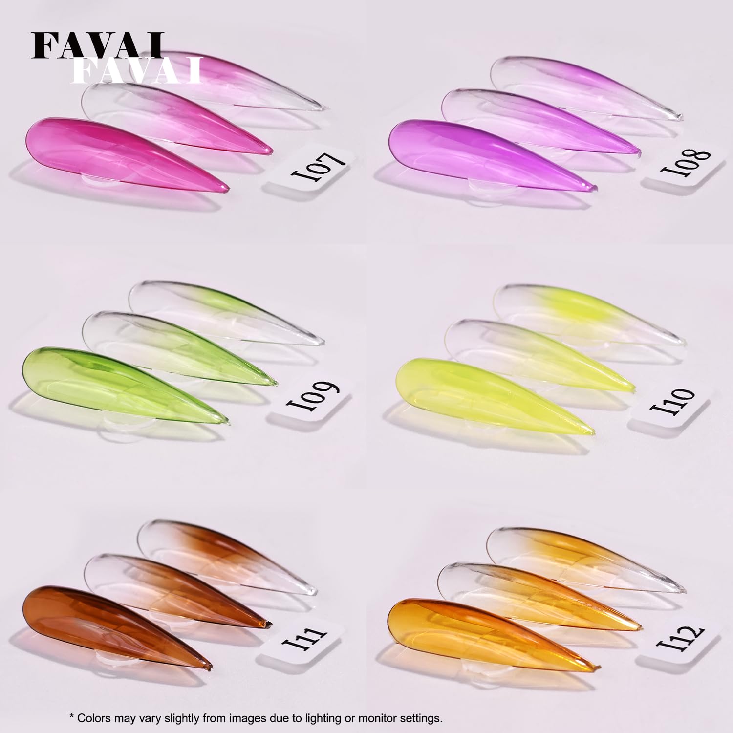 FAVAI Airbrush Gel Ice Collection – 12 colori smalto semi-permanente gelatina semi-trasparente effetto ghiaccio, gel UV senza TPO per baby boomer, francese ombreggiato & nail art professionale, 12 x