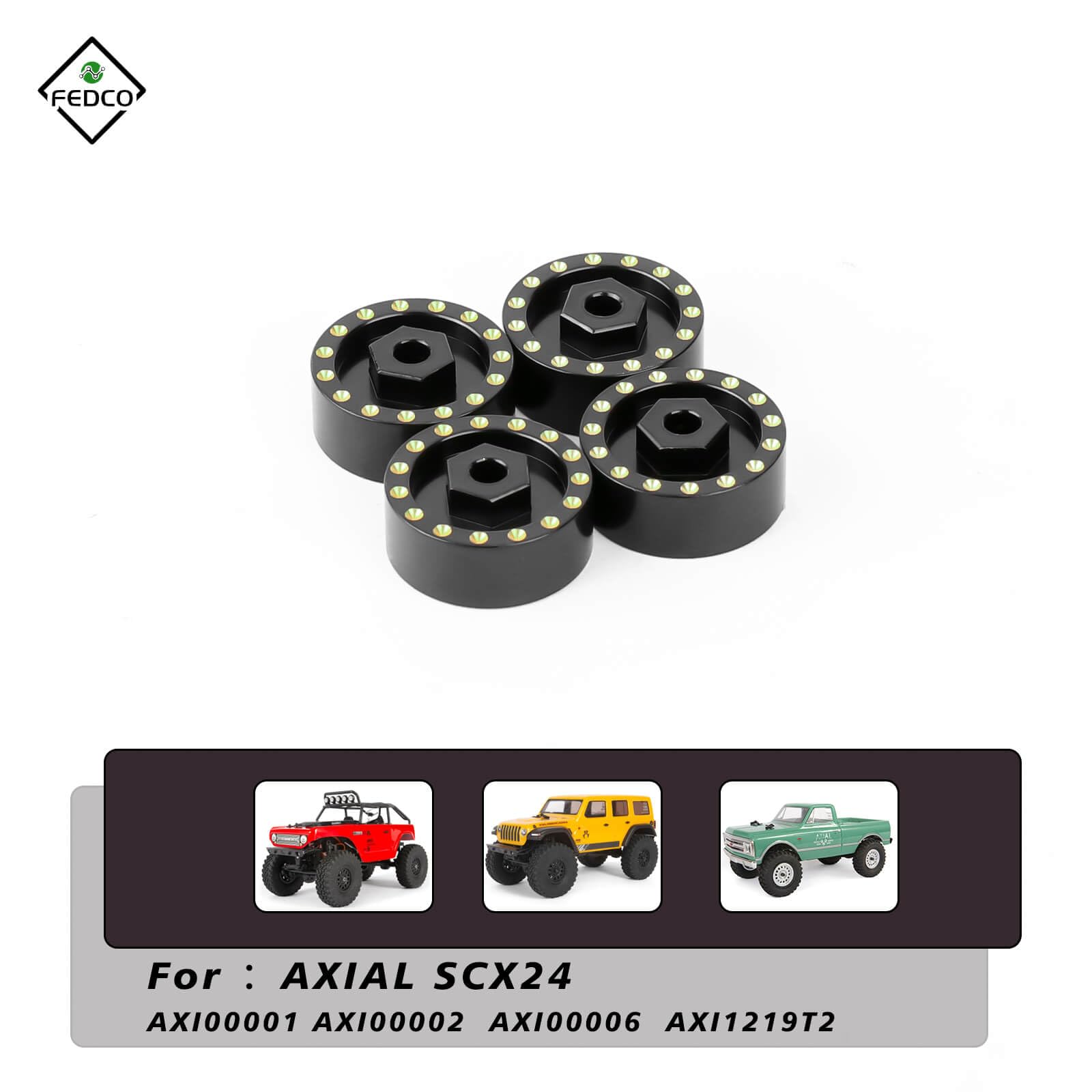 FEDCO SCX24 Wheel Weights 9g Counterweight Brass Hex Adapter for Axial SCX24 Upgrade Parts 1/24 RC Crawler