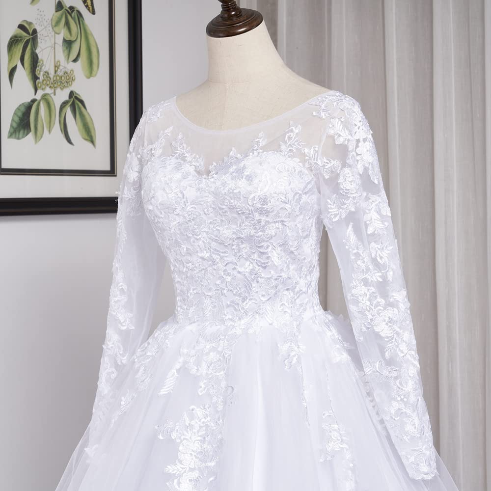 Brautkleider hochzeitskleider Prinzessin Langarm Spitze hochzeitskleid Große Größen mit langem Zug BA-N-OL