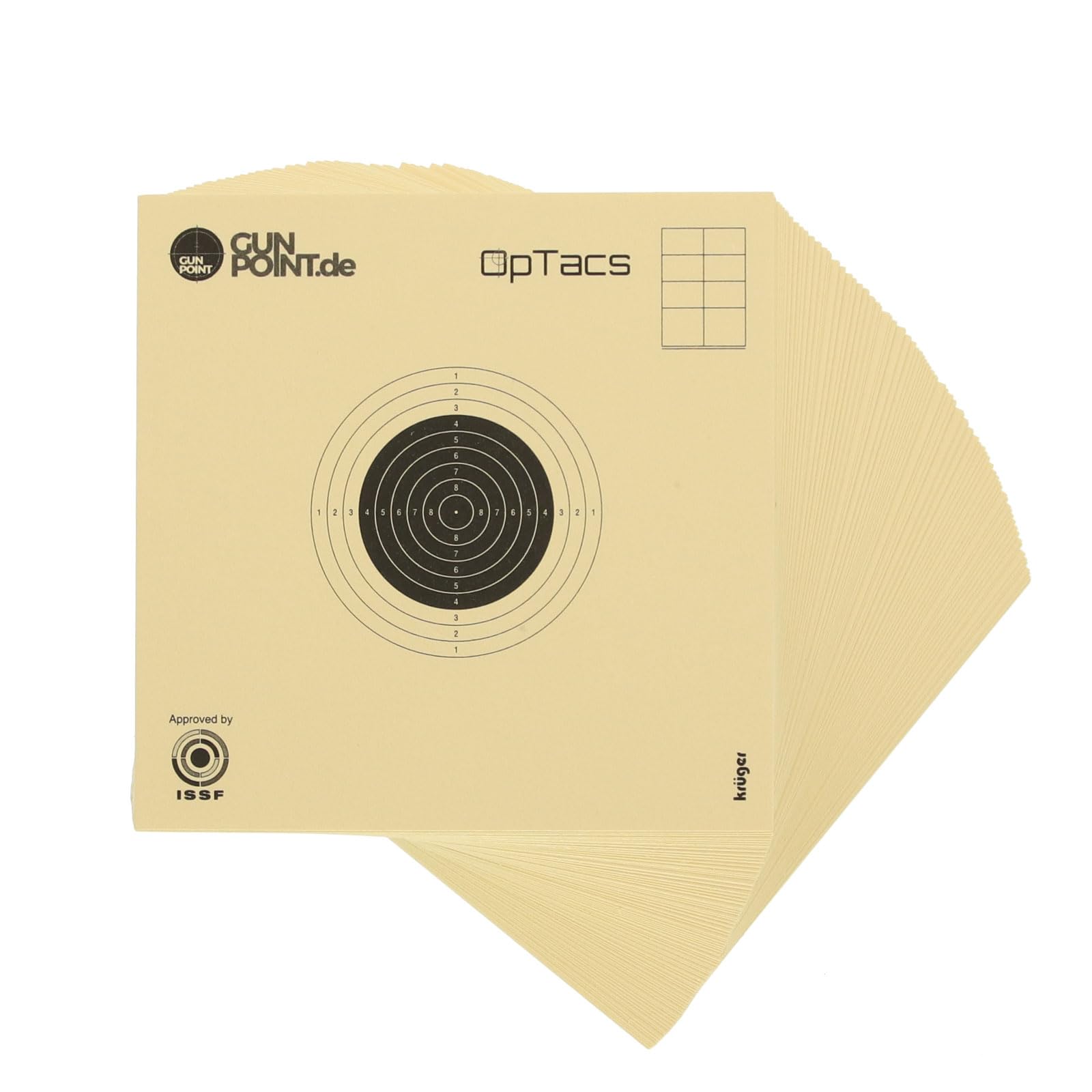 OpTacs - Luftgewehrscheibe 10 x 10 cm - Zielscheibe Luftgewehr Luftpistole Schießscheibe für Training und Wettkampf - 250er Pack