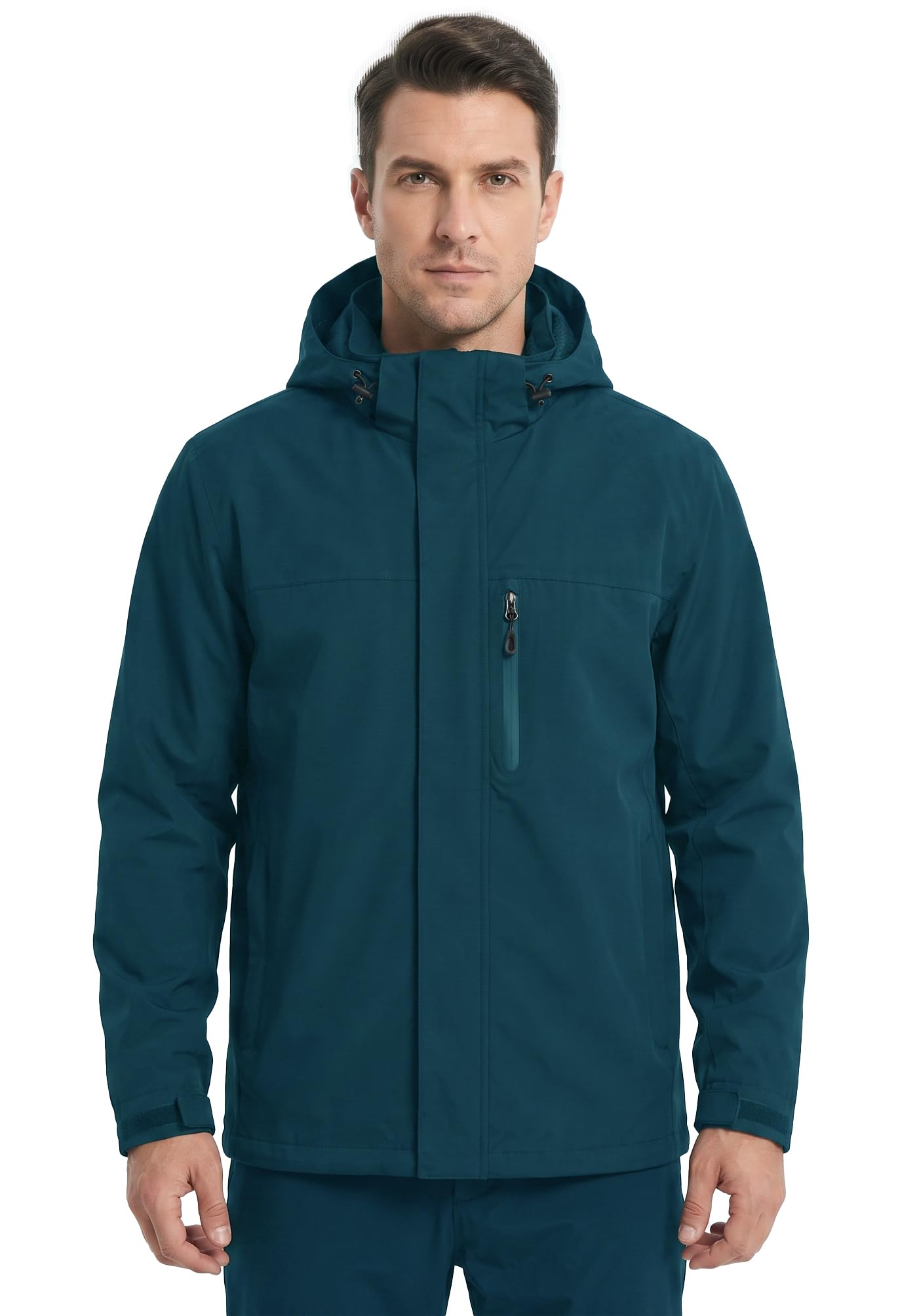 W JIANWANG Męska kurtka przeciwdeszczowa, wodoszczelna, oddychająca kurtka outdoorowa z kapturem, wiatroszczelna, klejone szwy, lekka kurtka hardshellowa na wędrówki, trekking, rower, kemping