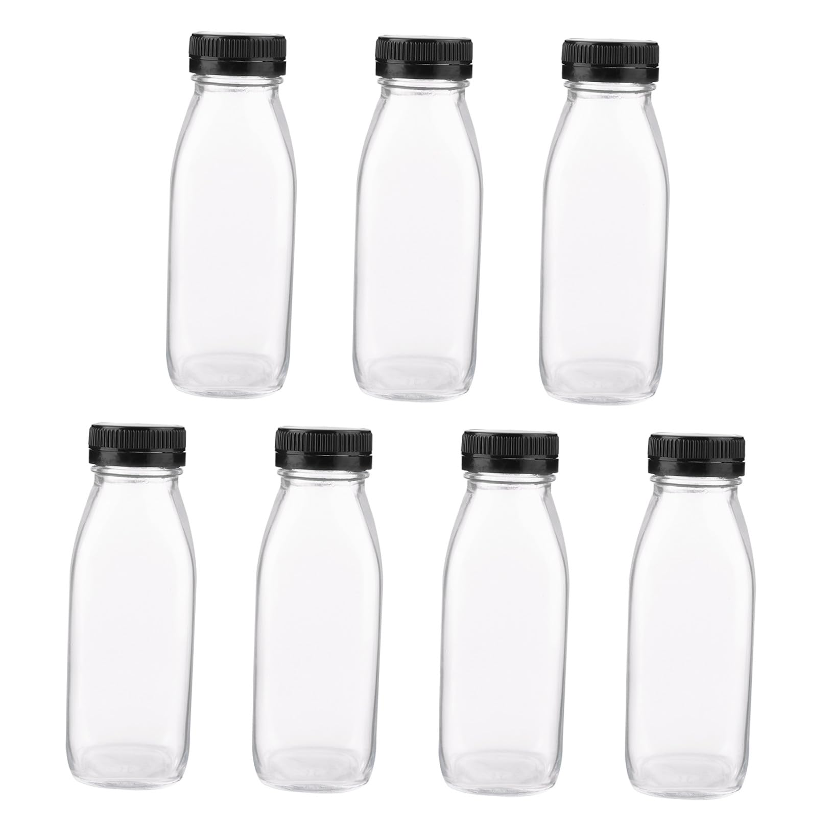 Amosfun 8 Botellas de Leche de Vidrio Transparentes de 300 Ml, Clásicas y Ligeras, Reutilizables para Jugos y Bebidas Desayuno o Después de Comer