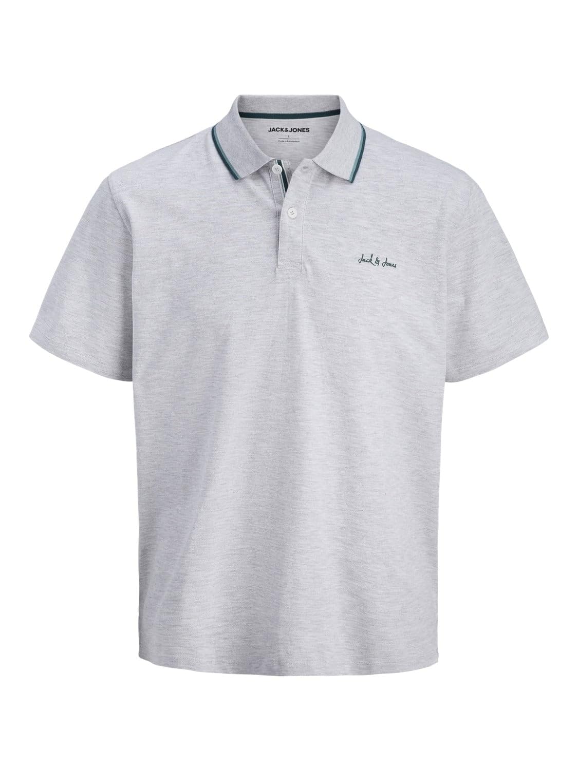 Jack & Jones Men's White Melange-12288376 Jjblaze Polo Ss Ln-White Melange-Large