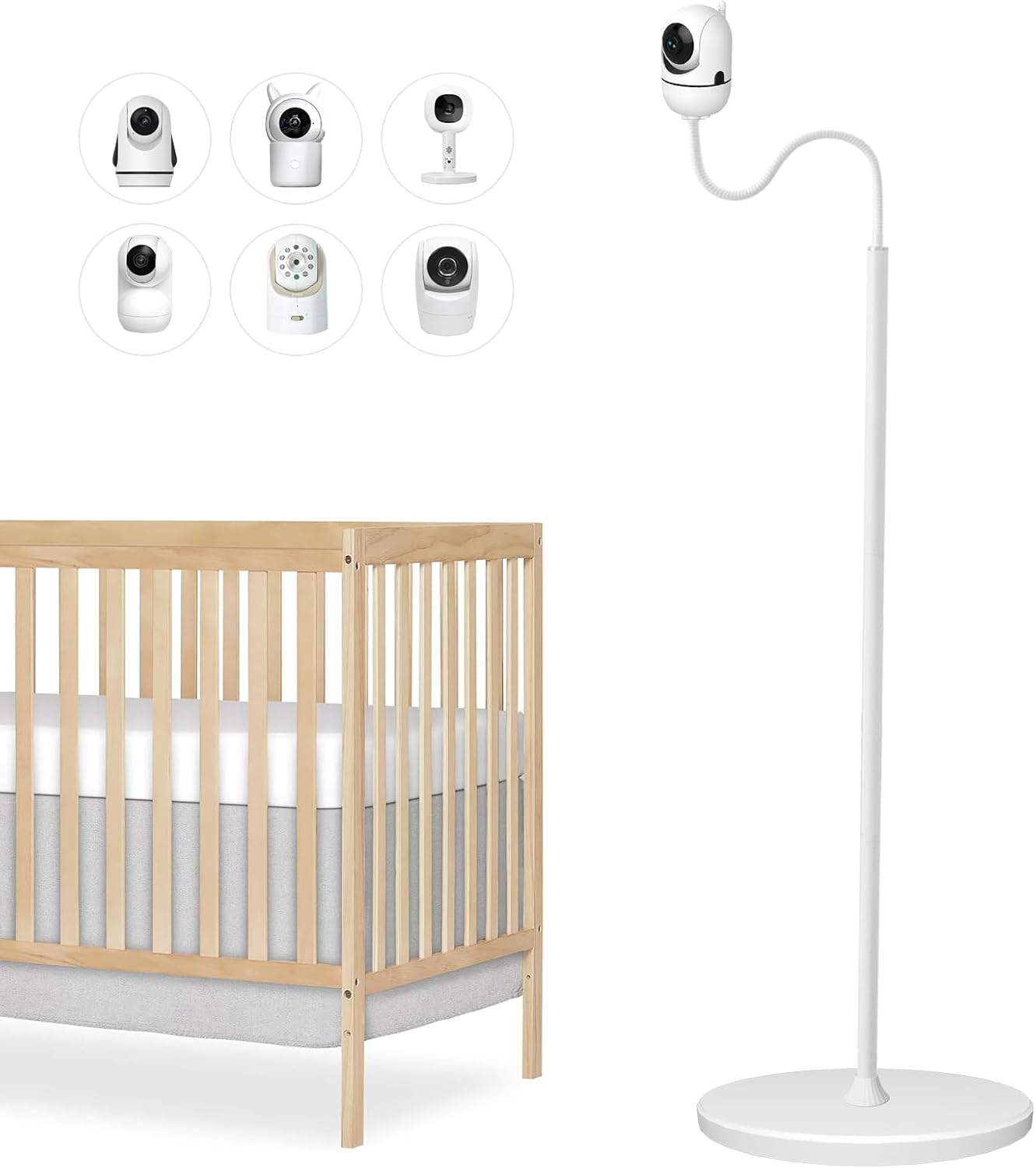 Baby Monitor Stand 69" Adjustable Height Baby Monitor Mount, Compatible with Owlet Cam Duo 2, Nanit Pro, Infant Optics DXR-8, HelloBaby, VTech, and Other Baby Cameras with 1/4" Thread Mount