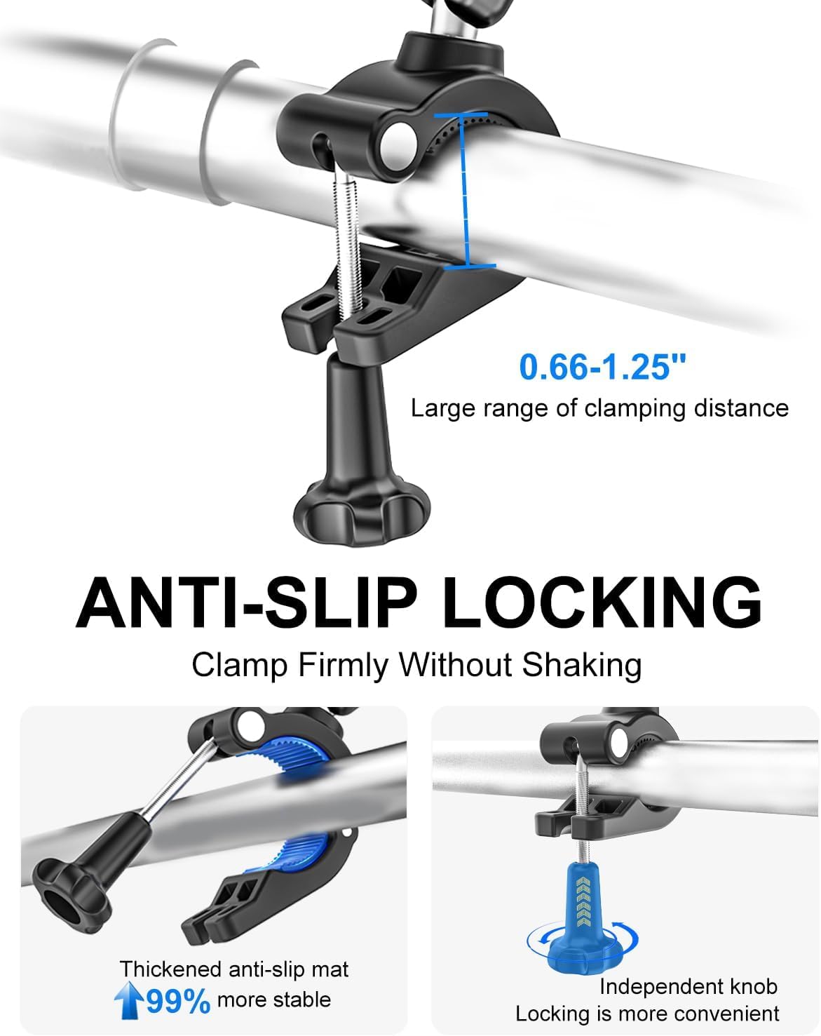 Supporto per telefono con maniglia per auto, [braccio in metallo resistente agli urti] Supporto universale per telefono per auto, camion, pick-up, SUV, furgone, escavatore, caricatore