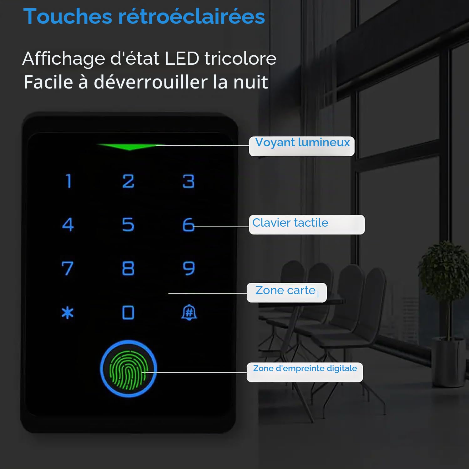 Serrure Connectée Porte D'entrée, Kit Système de Contrôle d'Accès, WiFi Tuya Télécommande D'accès IP68 Étanche à l'eau avec RFID, D'empreintes, APP pour Système de Contrôle D'accès Ouvre