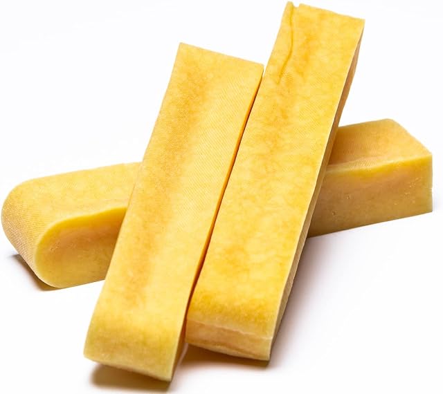 Dilecti Natural Dog Chews, large size, set of 3 - very tasty long lasting natural cheese bones will keep your dog busy for a while. No GMO or gluten, dog chews are 100% natural!