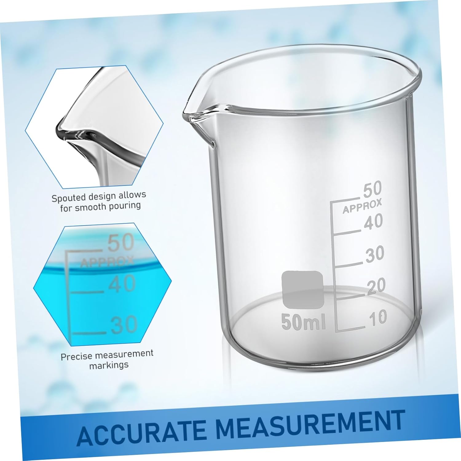 20pcs Graduated Glass Beakers Heat Safe Measuring Cylinders for Science Experiments Laboratory Use and Kitchen Applications Clear Transparent Cups with Accurate Markings