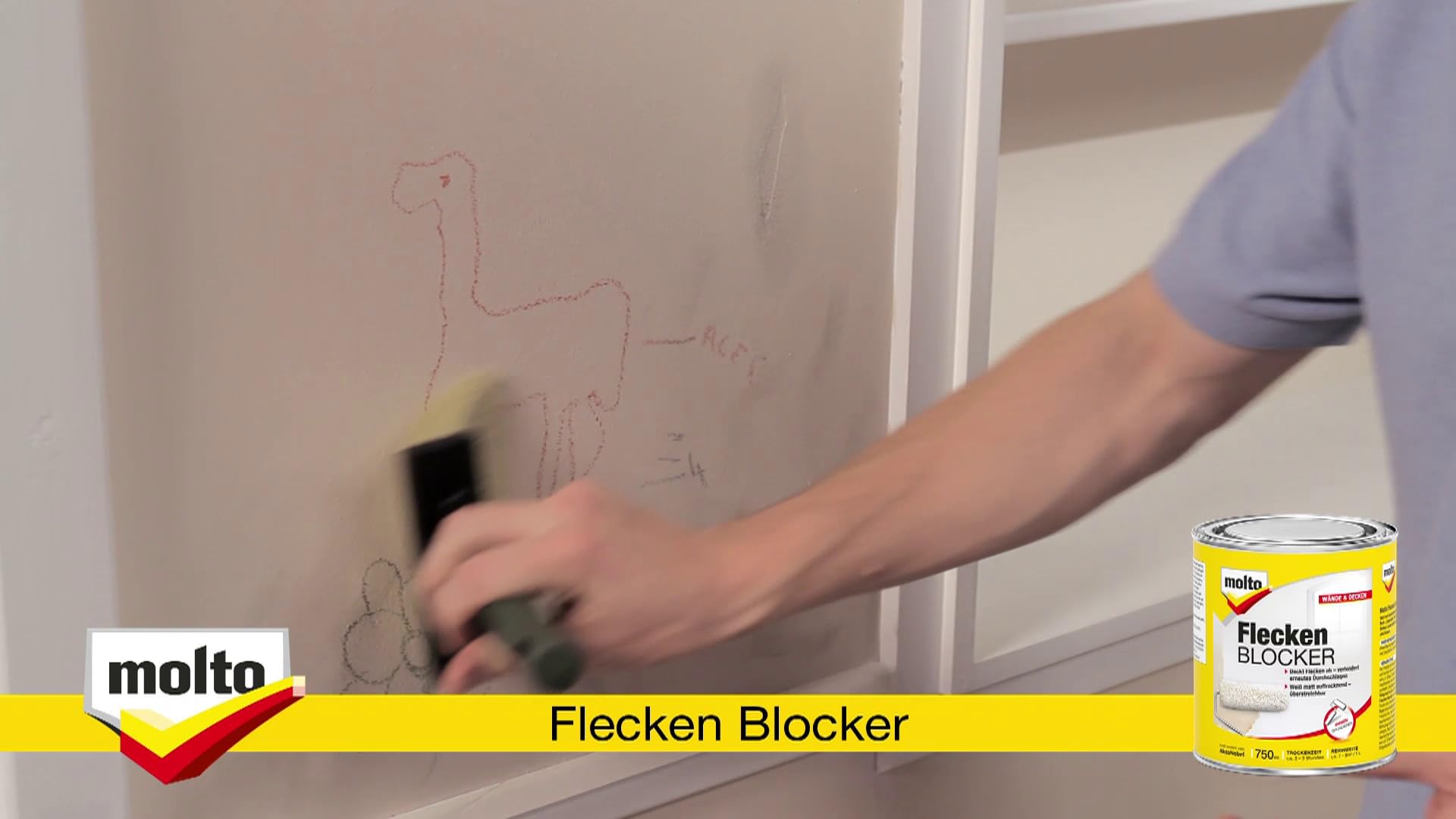 Molto Flecken Blocker, Zum dauerhaften Abdecken von Flecken an Decken und Wänden, Weiß, 2,5 l