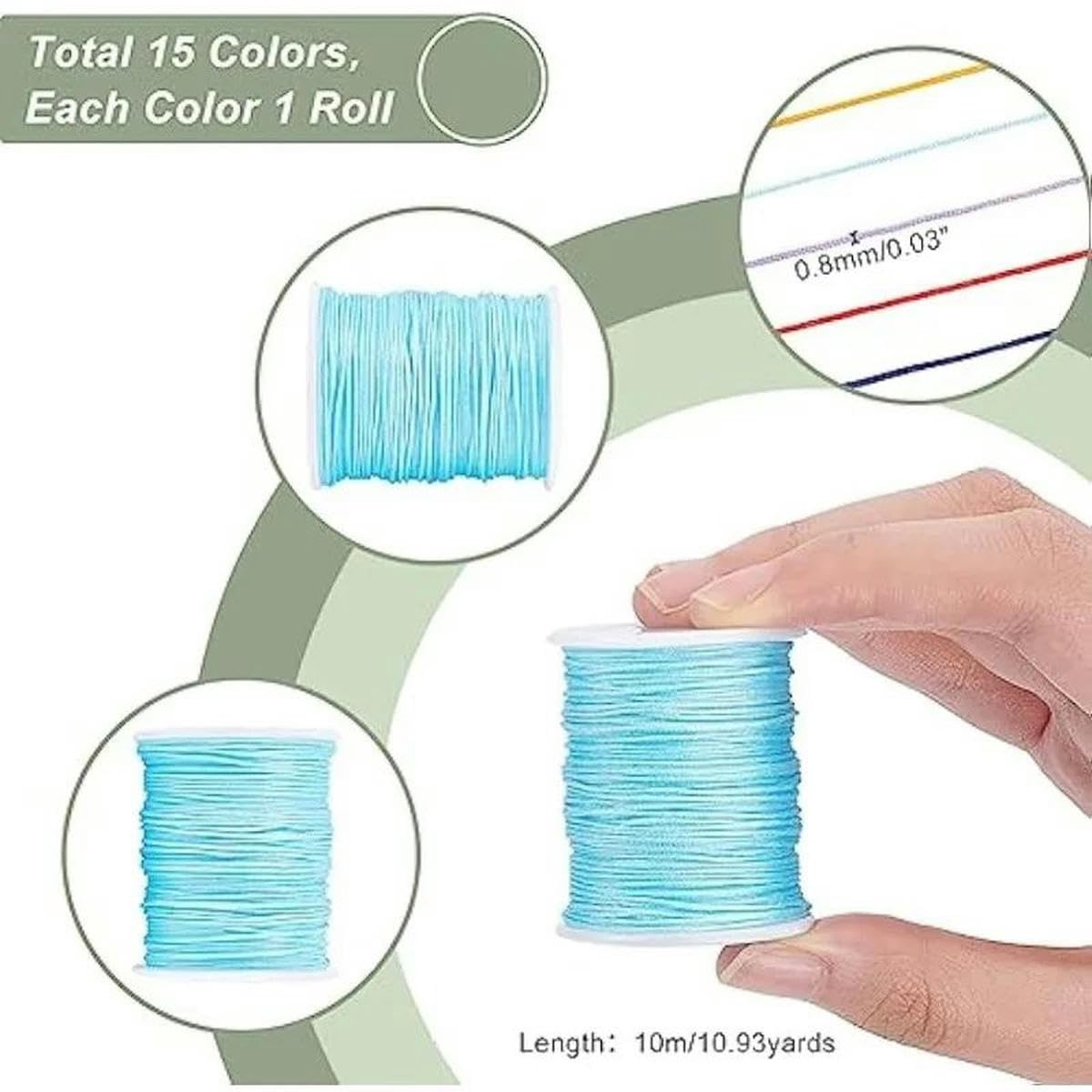 0,8 mm Nylon-Perlenschnur, 15 Farben, chinesische Knotenschnur, Faden, Jalousien, Hebeschnur, Standard