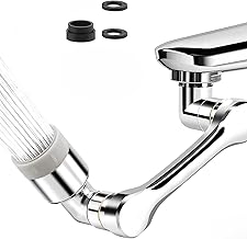 VALAJOGI Stainless Steel 1080°Swivel Faucet Aerator Rotatable Multi-Functional Extension Faucet Extender for Taps, Tap Extender for Kitchen Sink 2 Modes Splash, 3.54 inch
