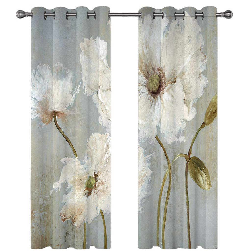 Rideau acoustique occultant 234X230 isolant thermique à oeillets motifs fleurs