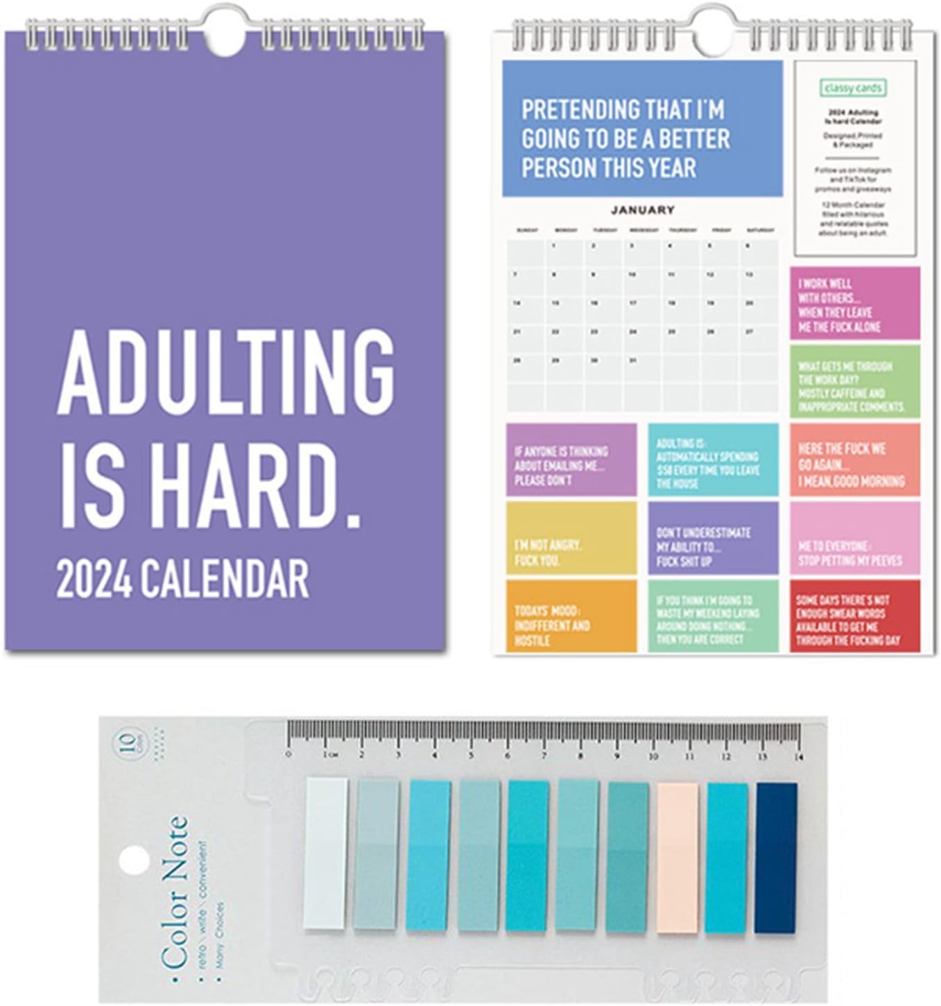 2024 Calendar Adulting Is Hard 12 Months Funny Calendars With Sticky
