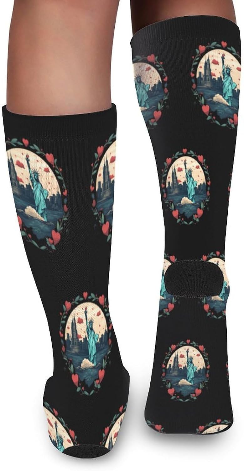 I Love New York City Knee High Socks Athletic Long Stockings Sport Casual Crew Tube Sock Boot 46cm