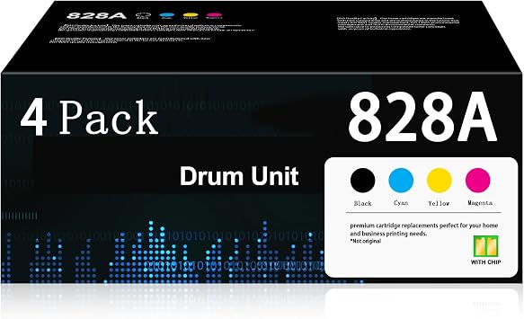 828A Image Drum Unit 4-Pack CF358A CF359A CF364A CF365A Replacement for HP 828A Drum Unit Color Enterprise Flow MFP M880 M880z M880z+ NFC M855 M855x+ M855xh M855dh Printer Black Cyan Magenta Yellow