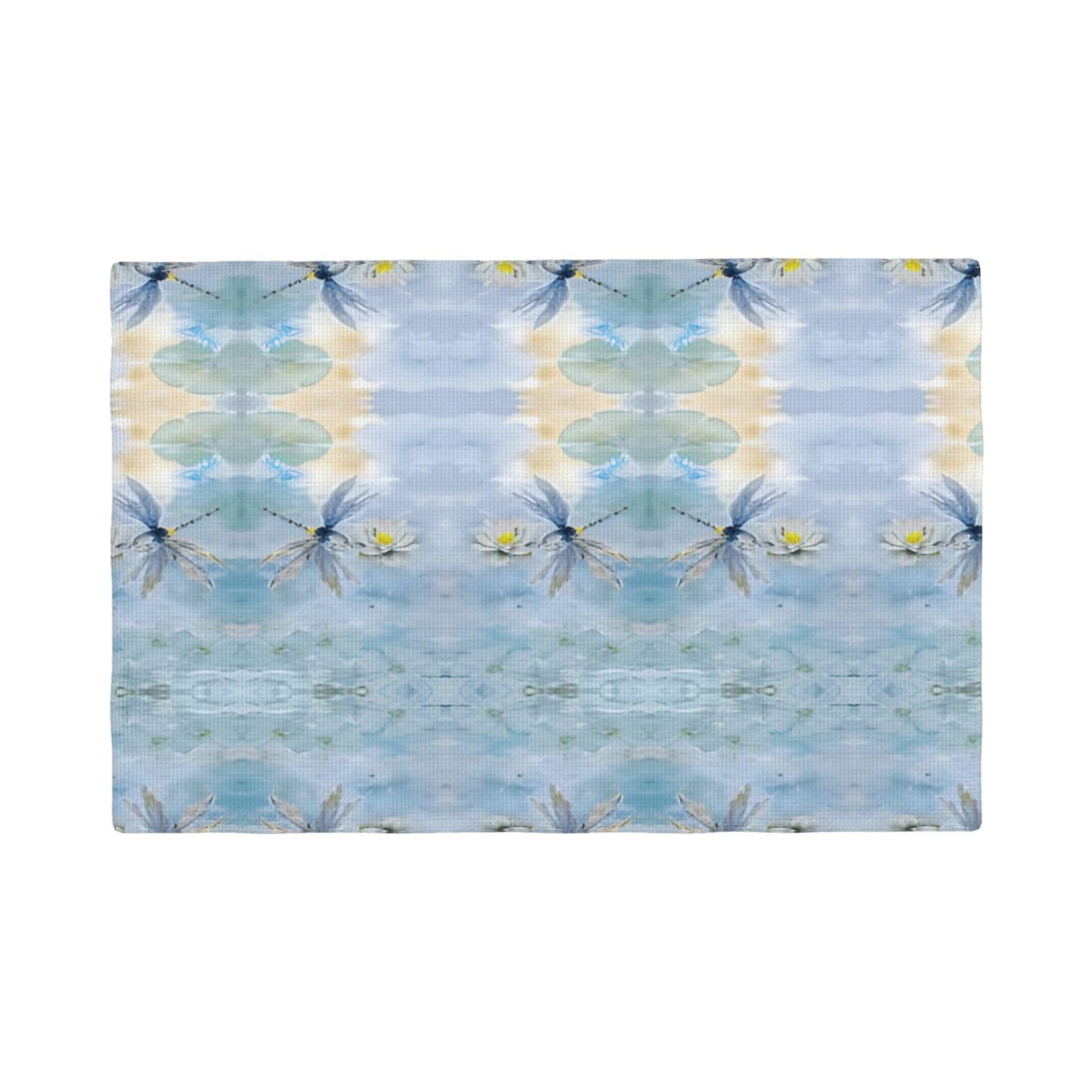 Dragonfly Lotus Imitation Linen Placemat â€“ Elegant Double-Sided Printed Table Mat for Home, Dining, Weddings