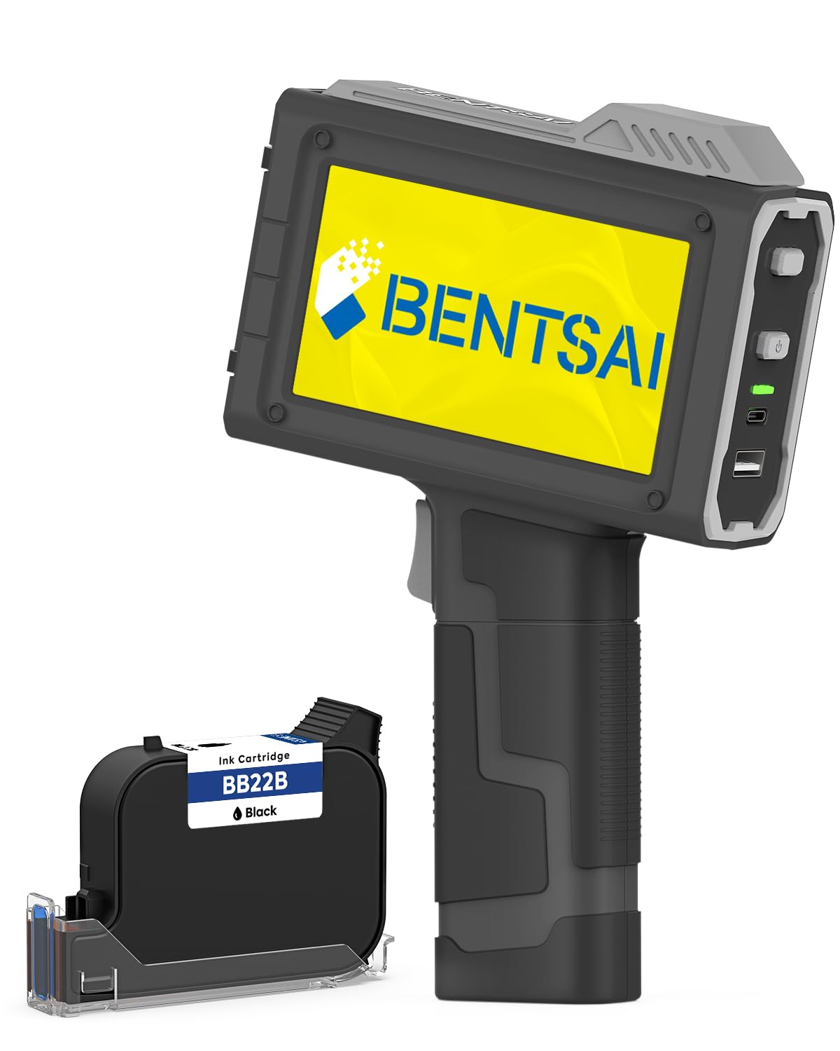 BENTSAI Handheld Inkjet Printer BT-HH6205B Newly Upgraded with 16H Long Endurance Use for Batch Number Date Logo Serial Number Barcode QR Code Print on Various Materials of Carton Wood Plastic Metal