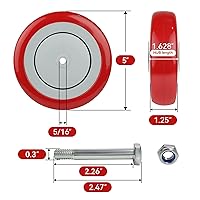 Vista 2 de Ruedas de Repuesto de 5" para Carrito, Ruedas de Carrito de Compras de Poliuretano con Eje de 5/16", Cada Rueda Soporta 350 libras