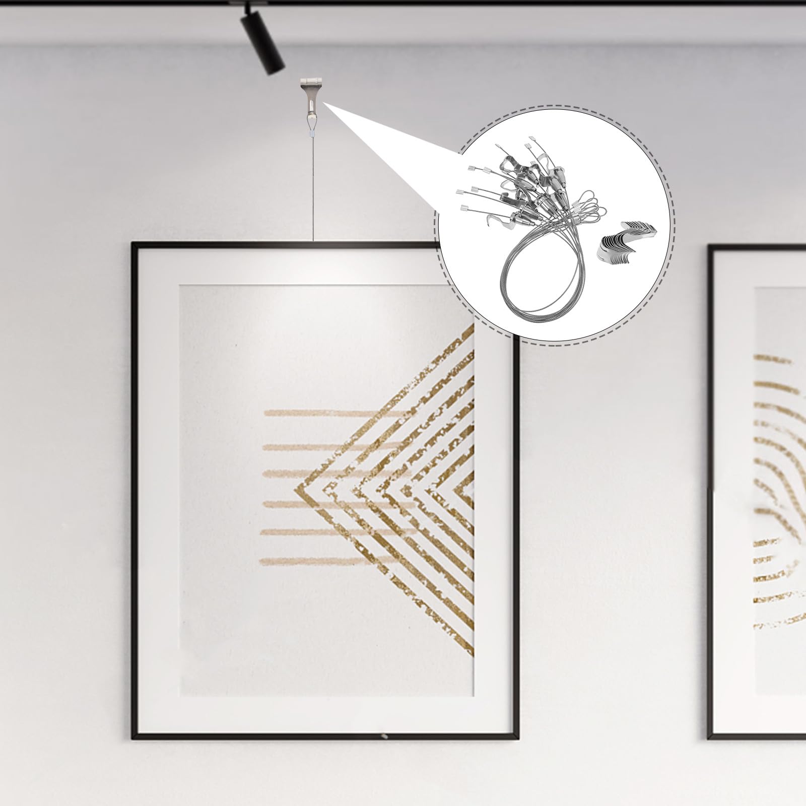 Toddmomy Ganchos para Colgar Cuadros Sistema Fácil de Instalar Kit de 10 Alambre de Acero Inoxidable Ajustable para Ligera en Galerías y Oficinas