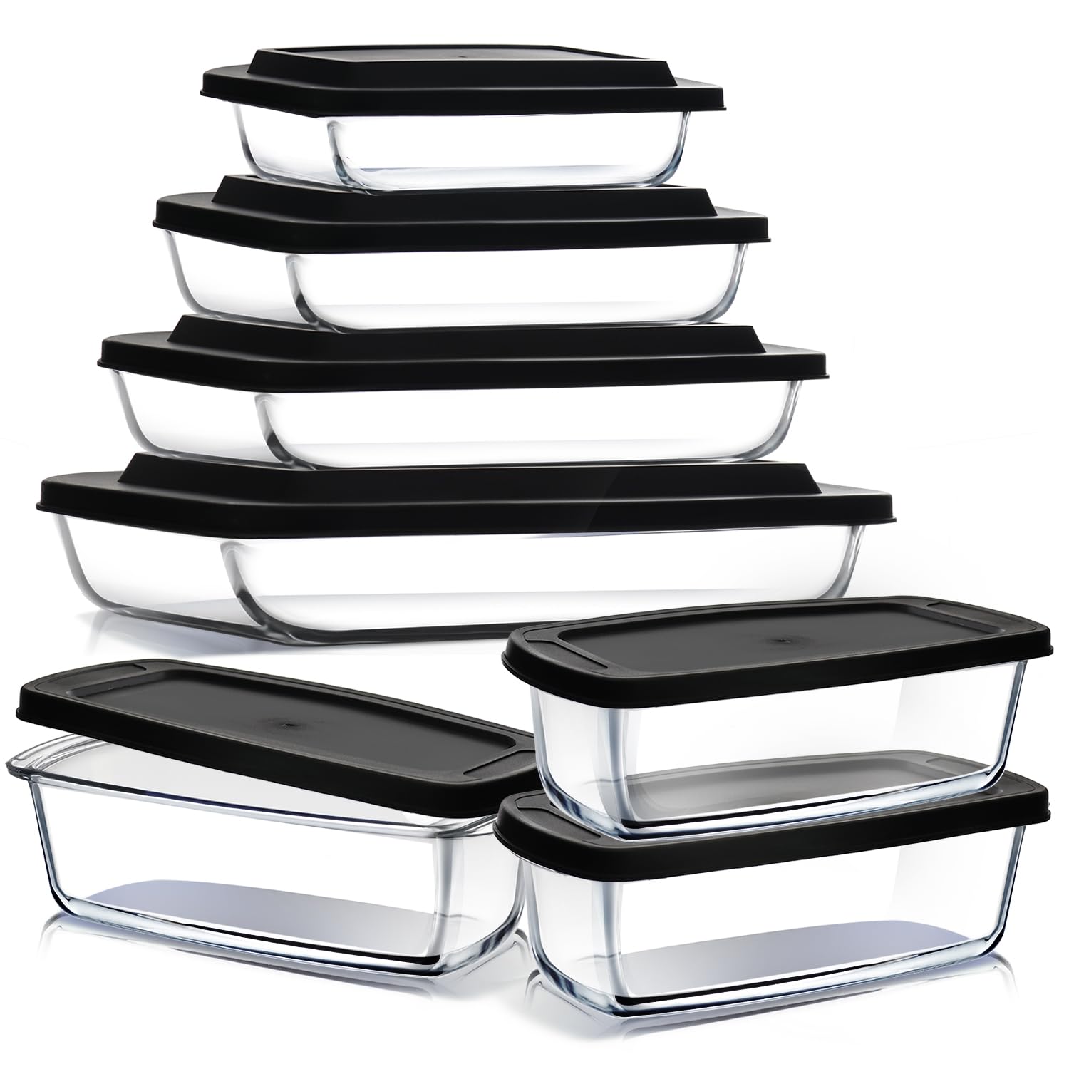 EATEX 7 Pack Glass Food Storage Containers