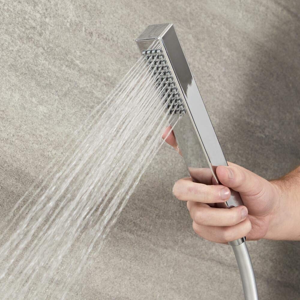 Mice - Conjunto para ducha con un rociador de techo de diseño moderno con efecto lluvia y el rociador de 30x30cm, mango cuadrado - Griferia de baño - Duchas empotradas techo con griferia Termostatica
