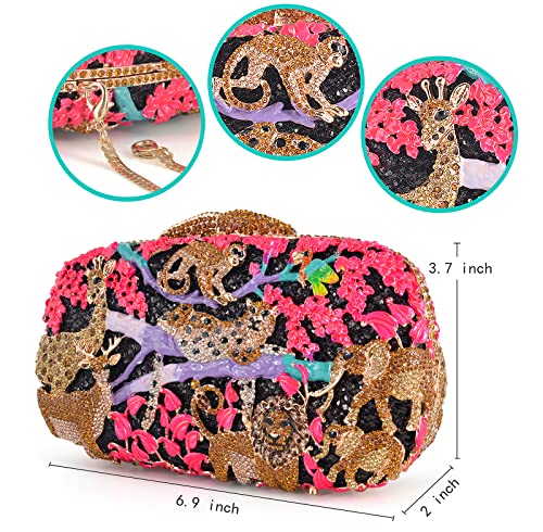 Rhinestone Crystal Evening Clutch Bag Animal Pattern Designer Purses for Women3