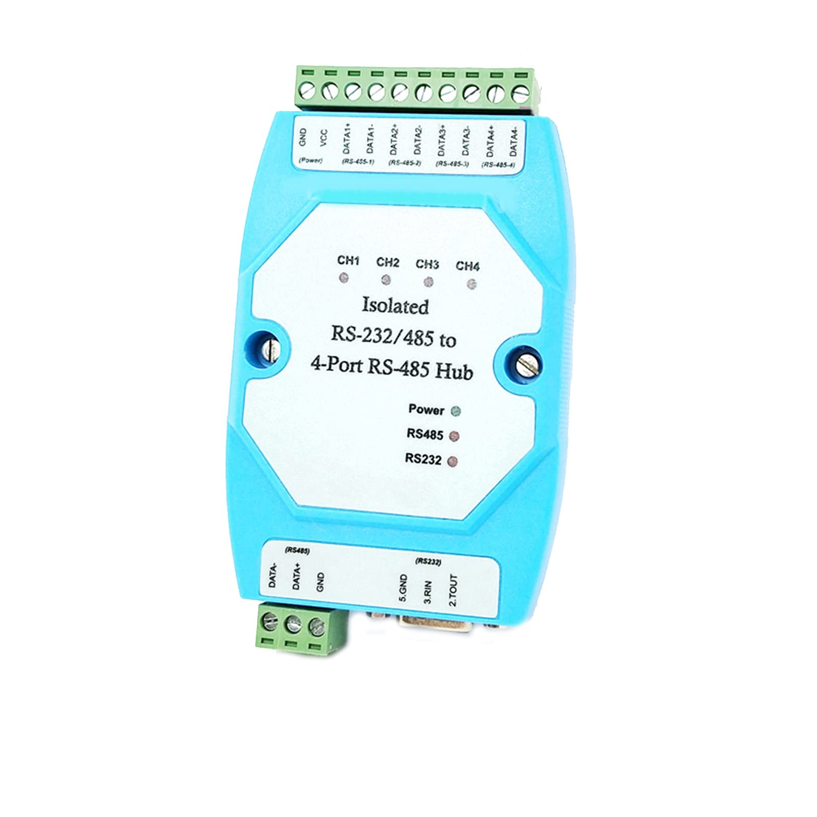 DADAKEWIN 4- Channel Isolated RS485 Hub Optical Isolation RS485 Repeater Splitter with RS232 Input 600W Anti-Strike Protection (Size : RS485)
