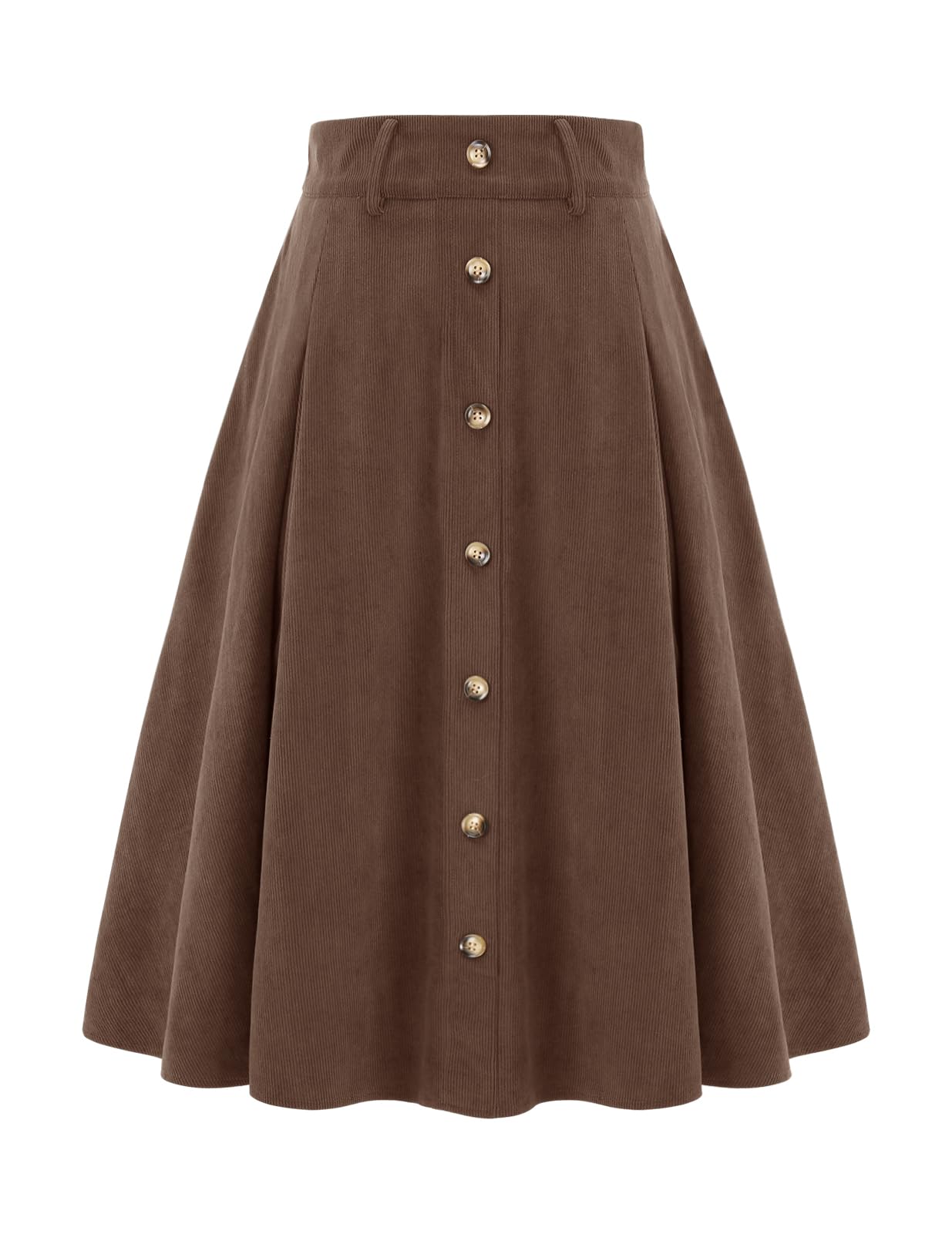 Bbonlinedress Falda midi de pana para mujer, cintura alta, longitud al té, falda para otoño e invierno
