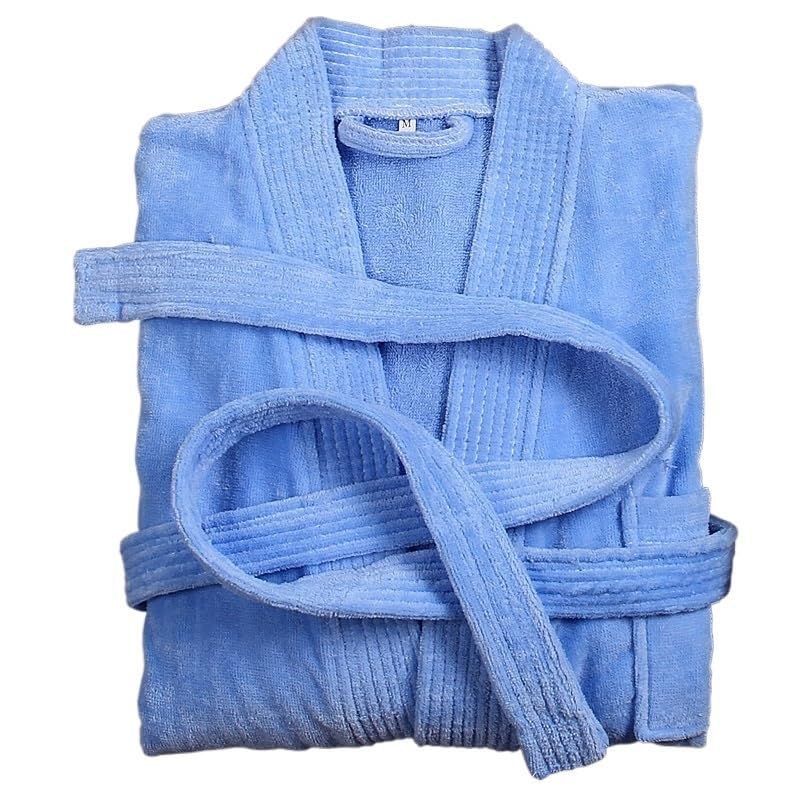 Piżama Piżama męska, Szlafrok frotte Plus Size Ręcznik wodny Kimono Szlafrok Zima Lato(Blue Terry Robe,L)